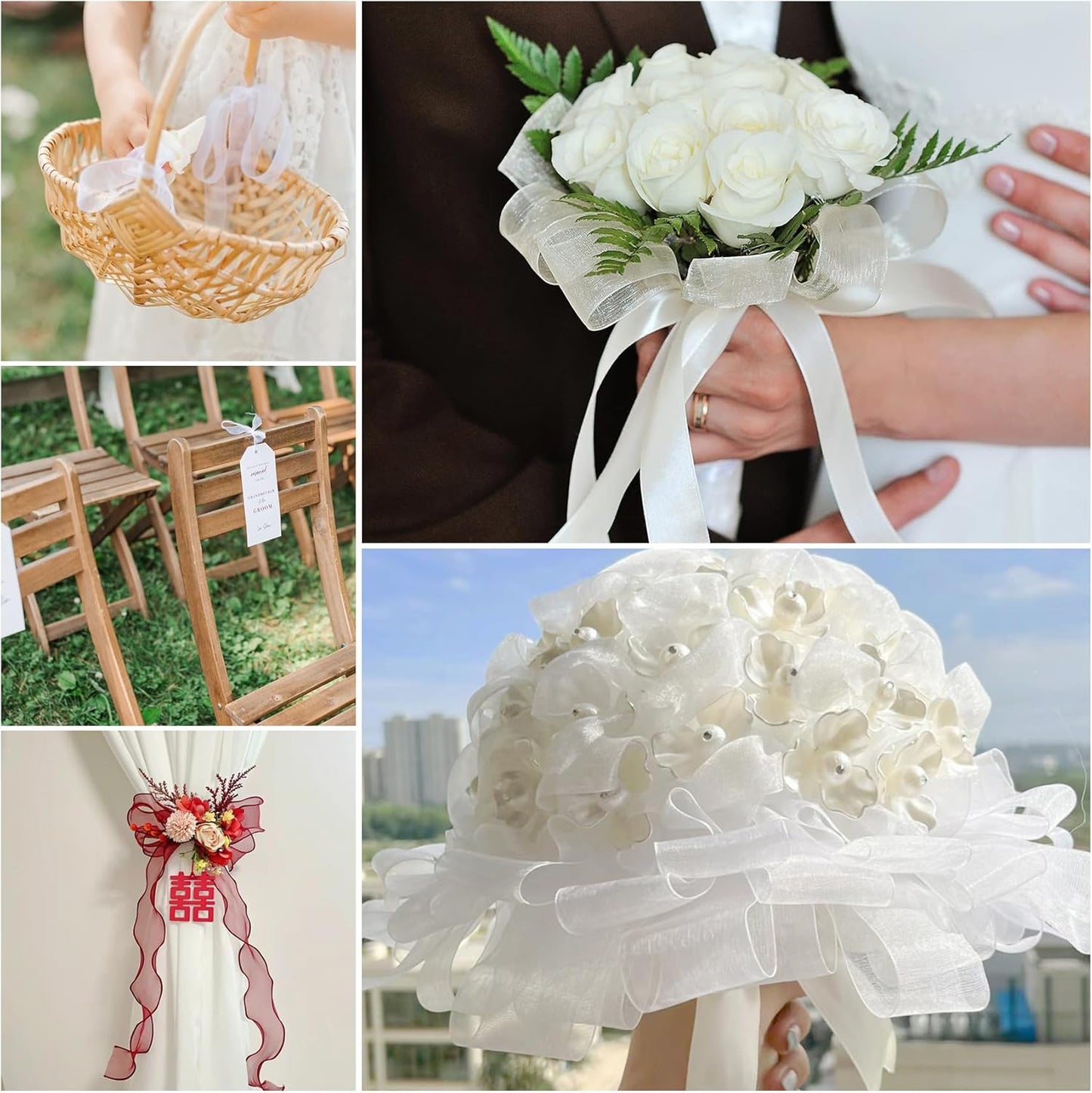 Ribbon for Gift Wrapping 3/4 inch Gold Sheer Organza Ribbon for Flower Bouquet Tulle Thin Chiffon Ribbons for Wedding Invitations Christmas Halloween Presents Decorations Crafts 50 Yards