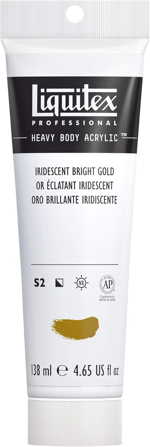 Liquitex Professional Heavy Body Acrylic Paint, 4.65-oz (138ml) Tube, Iridescent Bright Gold