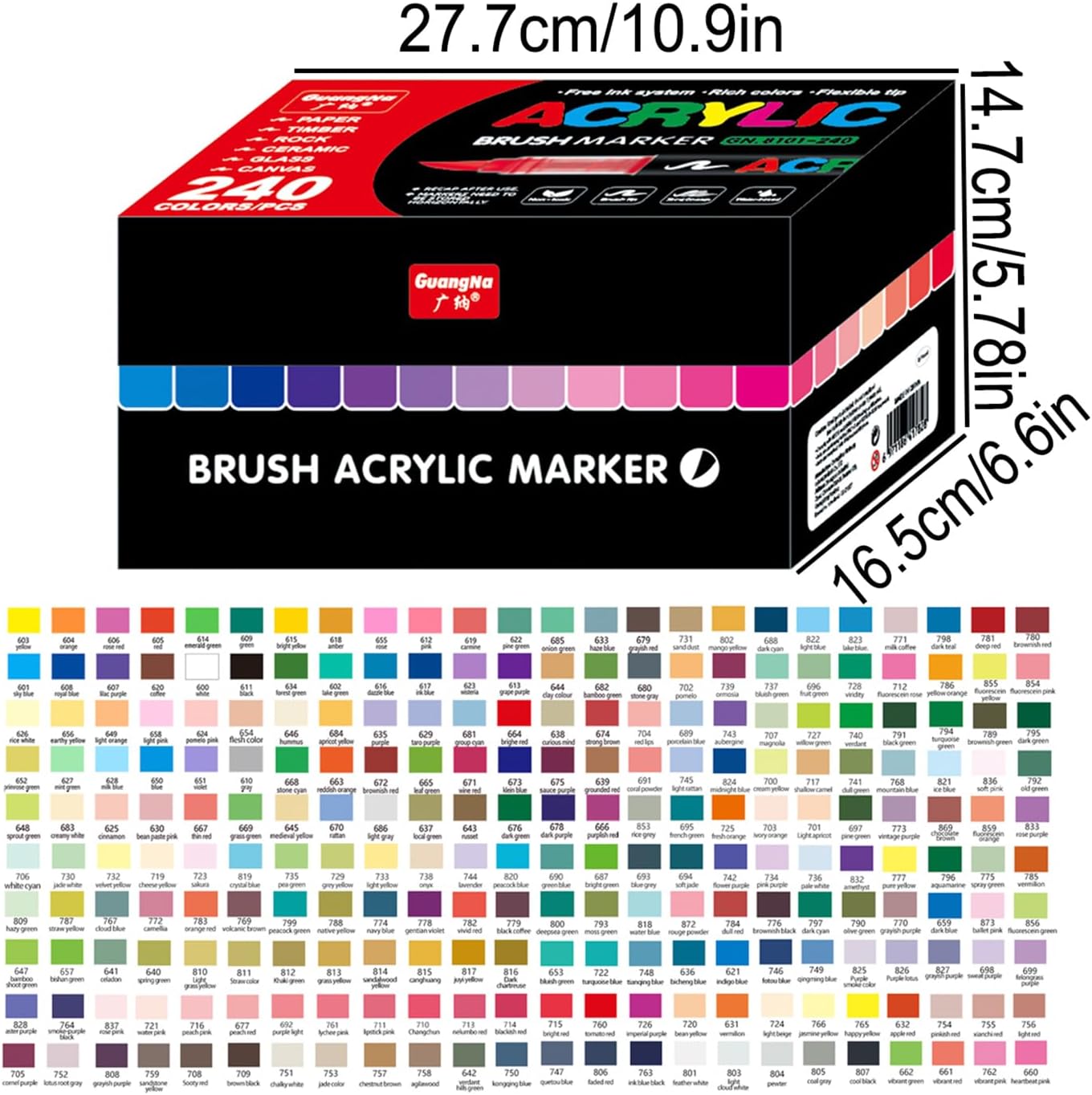 Acrylic Paint Markers Pens, 240 Vivid Colors Acrylic Markers Set,Direct Liquid Type, Stackable Color, Odorless Soft Head，Markers for School，Tooli Art ，Fabric & Creative Crafts (240)