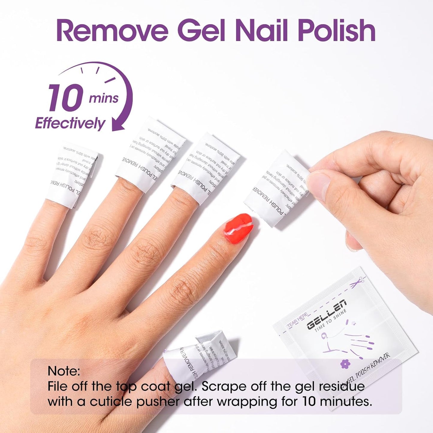 Gellen Acetone Gel Nail Polish Remover Pads: 400 Pack Professional Nail Polish Remover Pads, Individually Wrapped Travel Bulk Set to Remove Gel Fingernail Polish for Home & Salon Supplies