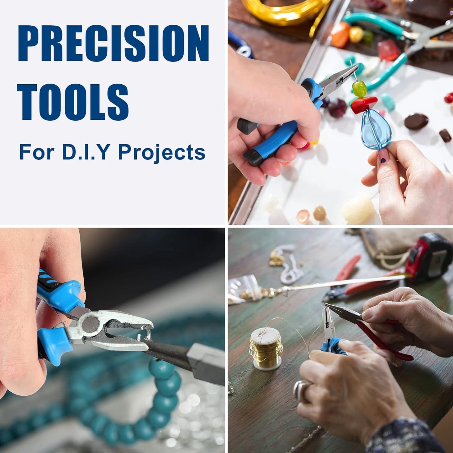 COMOWARE 6-Piece Mini Pliers Set, Multi-Function Precision Tools with Needle, Bent & Cutting Tips for Electronics, DIY & Crafting