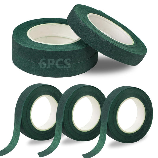 6 Roll Floral Tape 1/2inch Flower Tape Dark Green, Floral Tapes for Bouquet Stem Wrapping and Floral Crafts, Wedding Bouquet