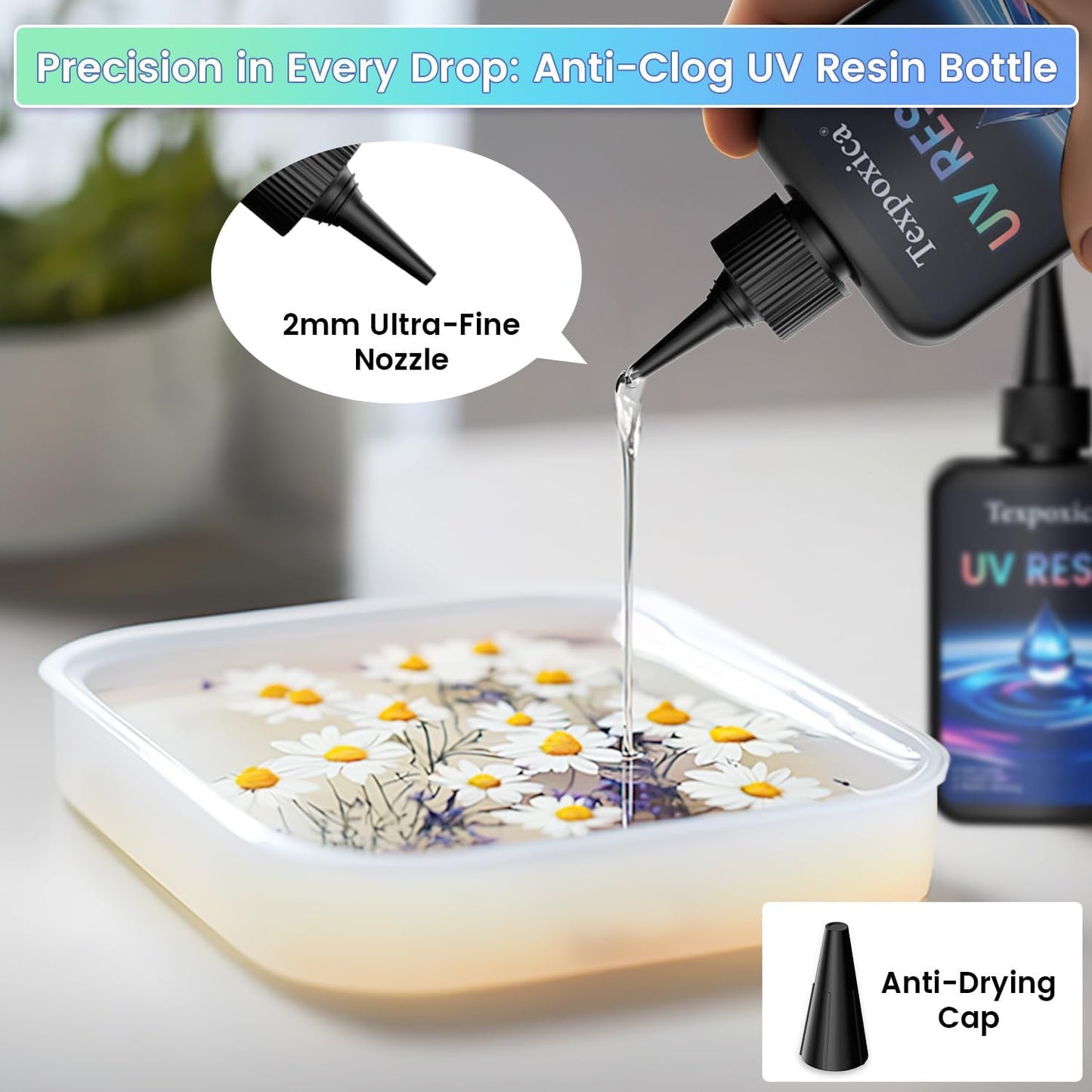 Texpoxica UV Resin 500g-Upgraded UV Resin Kit, Hard Type Crystal Clear Fast Curing UV Epoxy Resin for Craft Jewelry Making