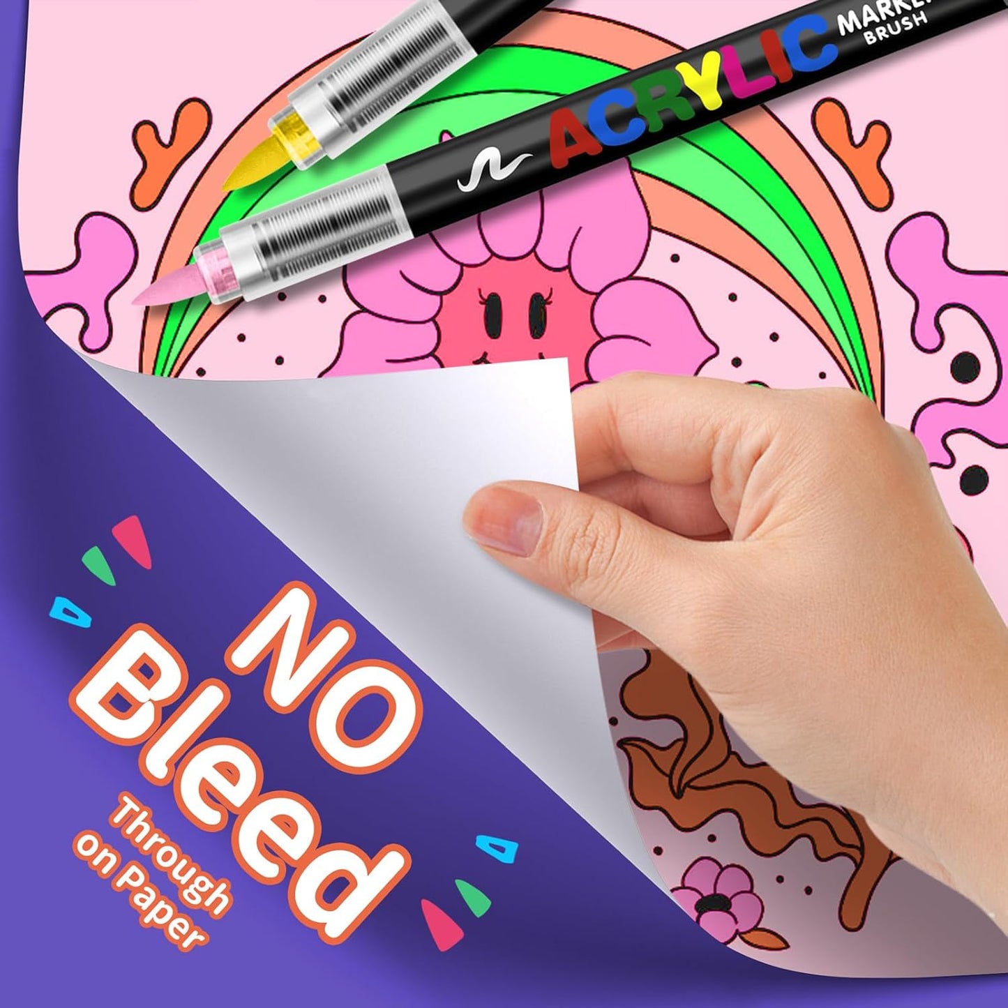 GOTIDEAL Acrylic Paint Markers,Brush Tip Waterproof Paint Pens acrylic markers,No bleed&Quick-Dry Acrylic Brush Markers for Wood,Rock Painting,Glass,Ceramic,Fabric Art Craft Supplies(72 Colors)