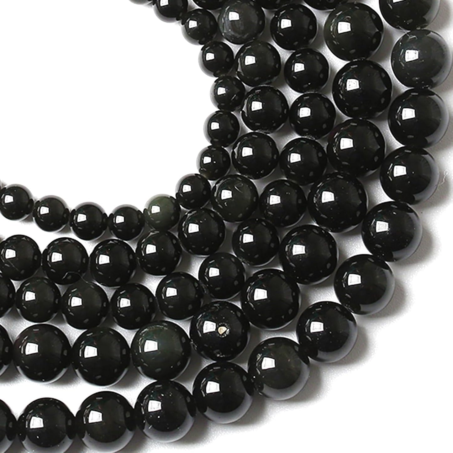 4MM 180pcs Natural Black Obsidian Stone Energy Healing Beads Round Loose Beads for Jewelry Making Bracelet 2 Strands 32"