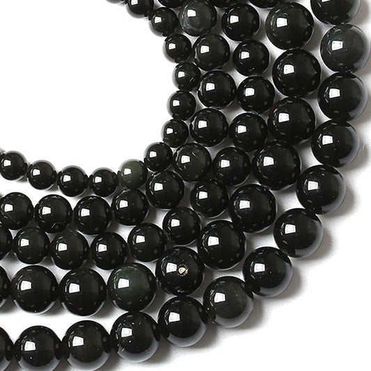4MM 180pcs Natural Black Obsidian Stone Energy Healing Beads Round Loose Beads for Jewelry Making Bracelet 2 Strands 32"