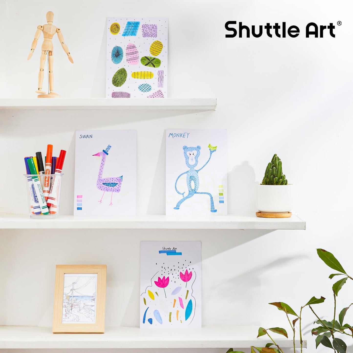 Shuttle Art 304 Pack Washable Markers, 8 Colors Broad Line Markers, Separate Pack of 38, Conical Tip Marker Bulk with a Box, Home Classroom School Supplies for Toddlers Kids Adults Students Teachers