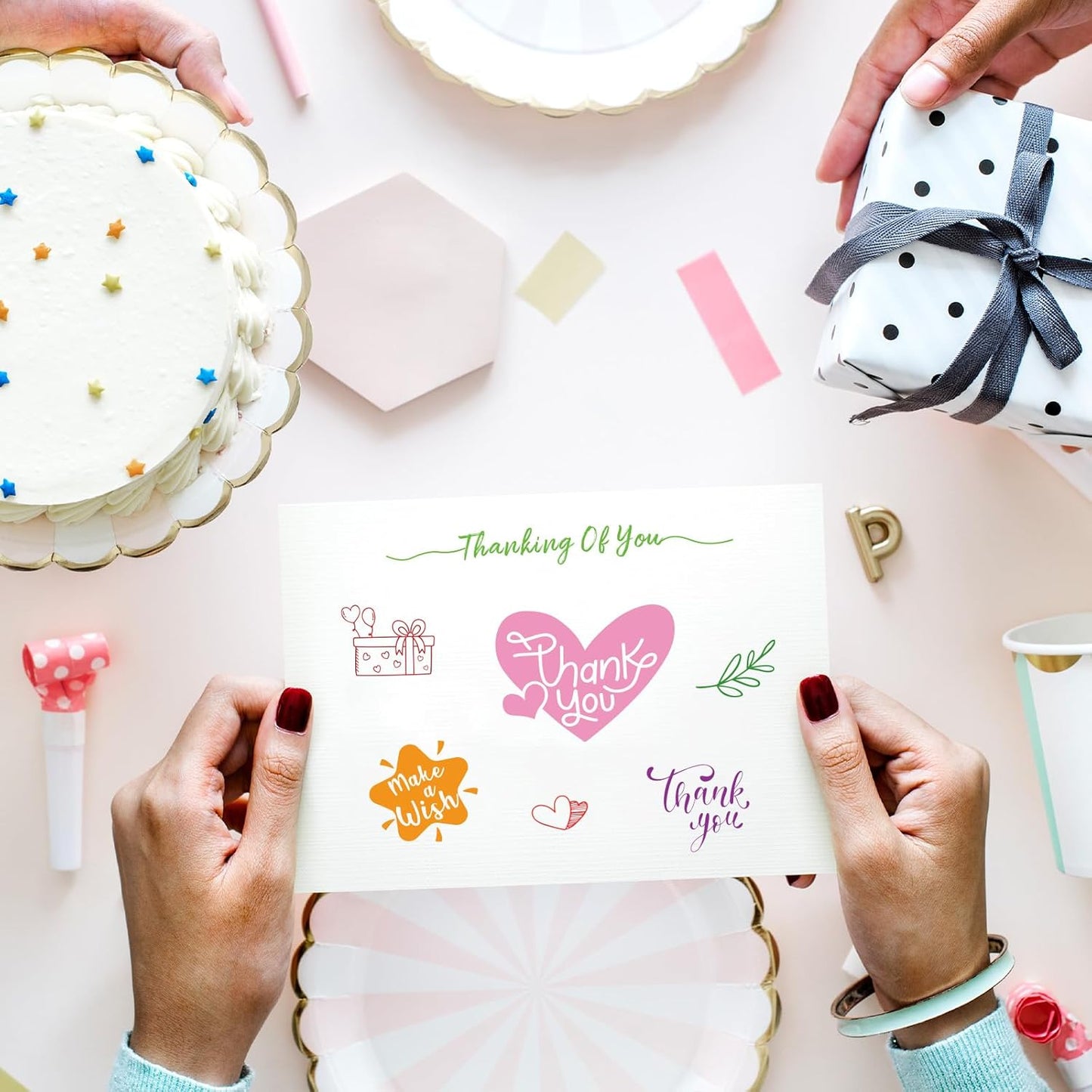 Whaline 4 Sheets Sentiment Words Clear Stamps Greeting Words Happy Birthday Silicone Transparent Stamps for DIY Craft Card Making Scrapbooking Embossing Album Decor