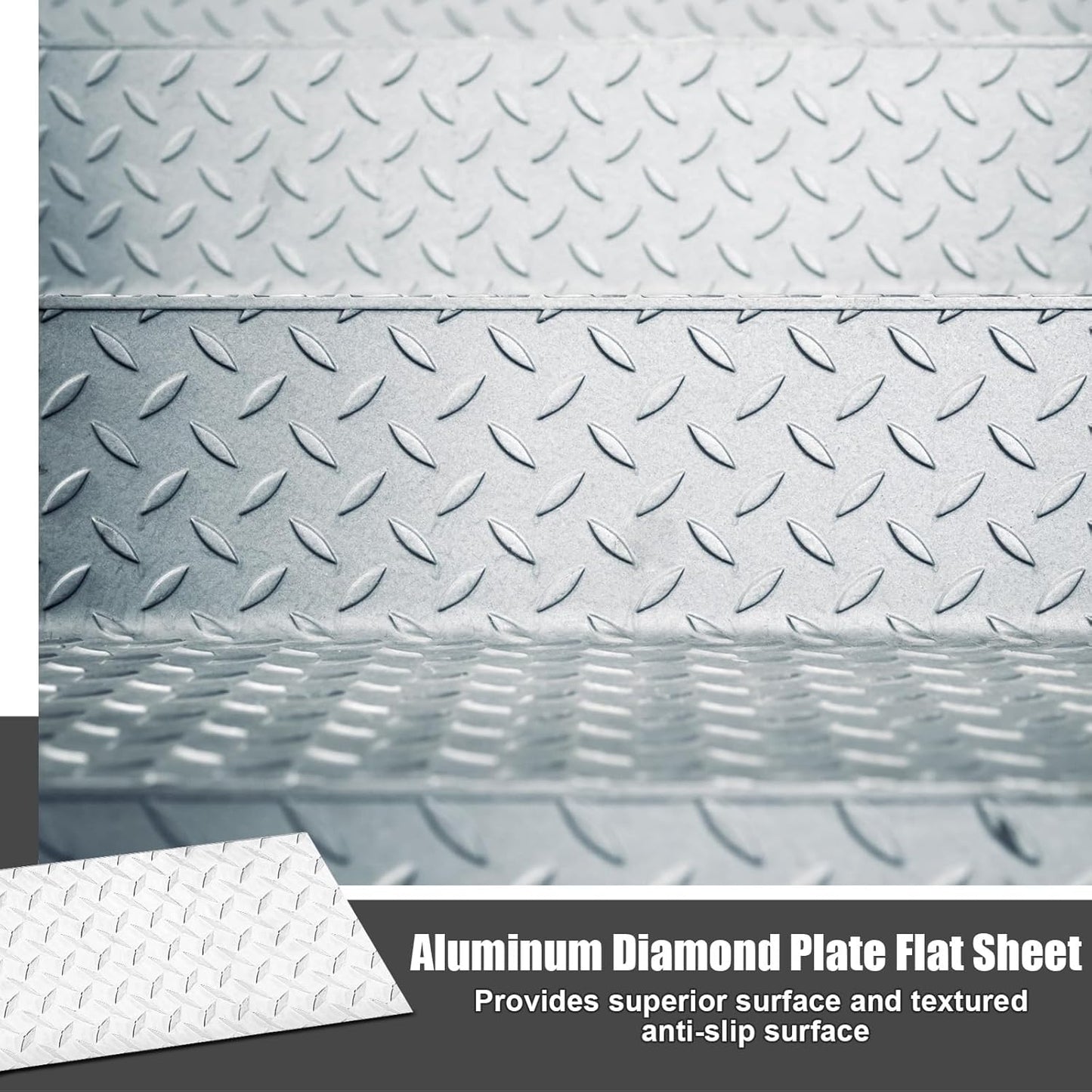 1pcs Diamond Plate Sheet Metal Heavy Duty Tread Aluminum Sheet Diamond Tread Plate for Wall Covering, Cargo Trailer, RV and More (12'' X 24'' X 0.08'',Silver)