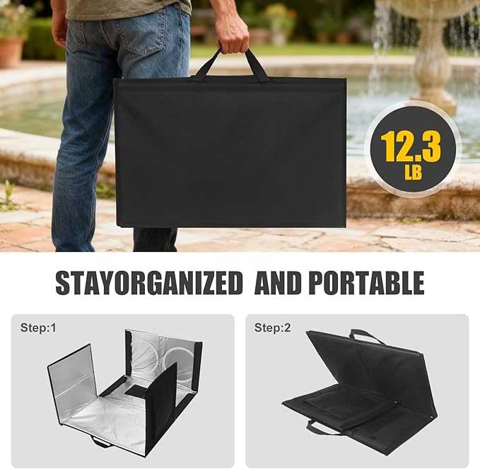 Portable Airbrush Spray Booth with Dual Exhaust Fans,Airbrush Paint Booth with Adjustable LED Lights & 360°Turntable - Foldable Airbrush Booth for Hobby,Model Painting,Makeup and Art Crafts,Black