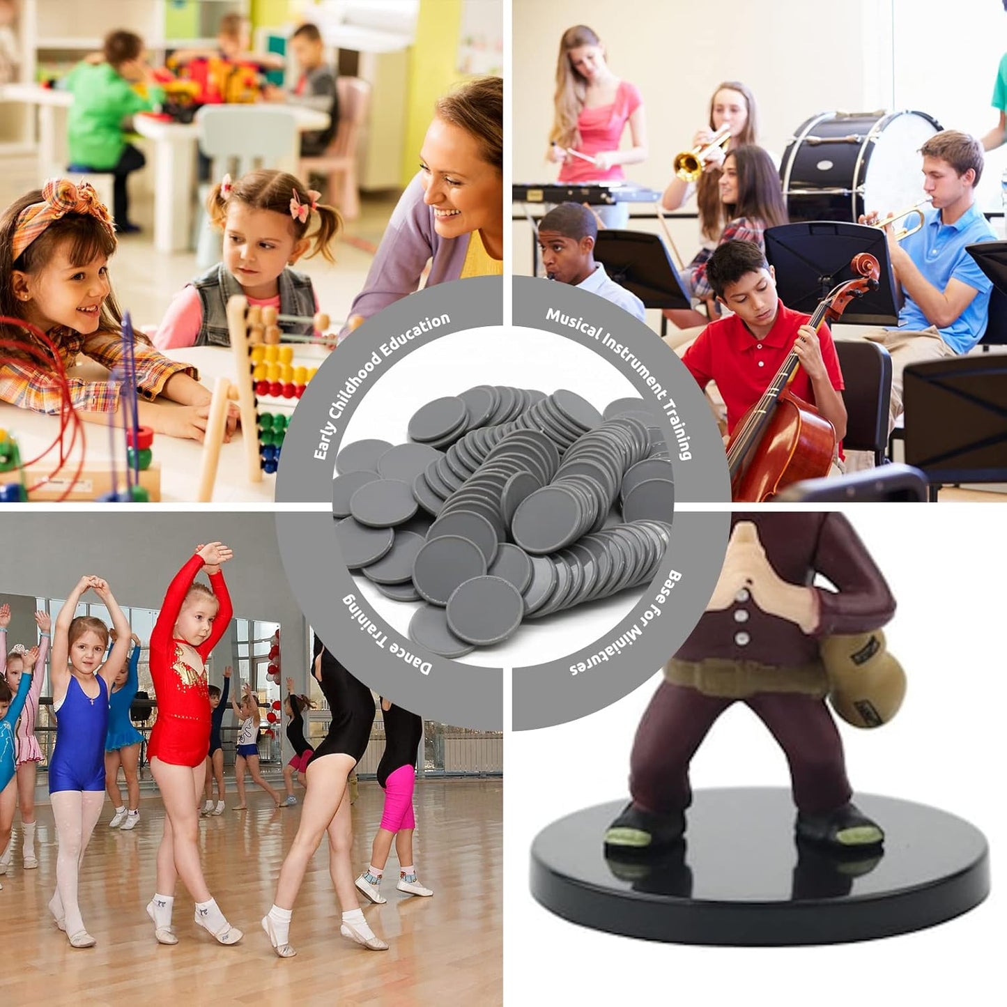 Set of 100 Opaque Plastic Learning Counters Mini Poker Chips Game Tokens with Storage Box (Gray, 1.58 Inch)