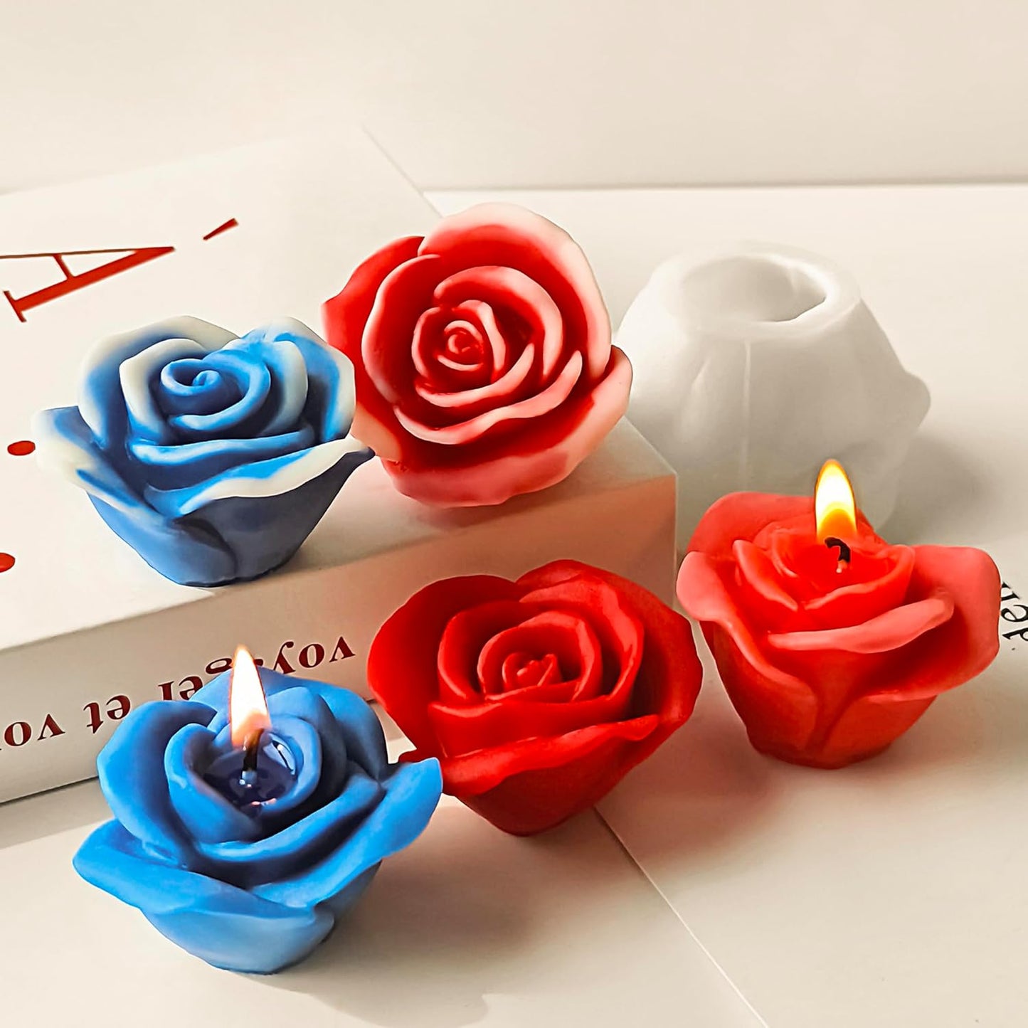 2 Pack 3D Flower Mold for Resin Casting - Rose, Peony, and Animal Shapes - Silicone Molds for Candle Making and Home Decor