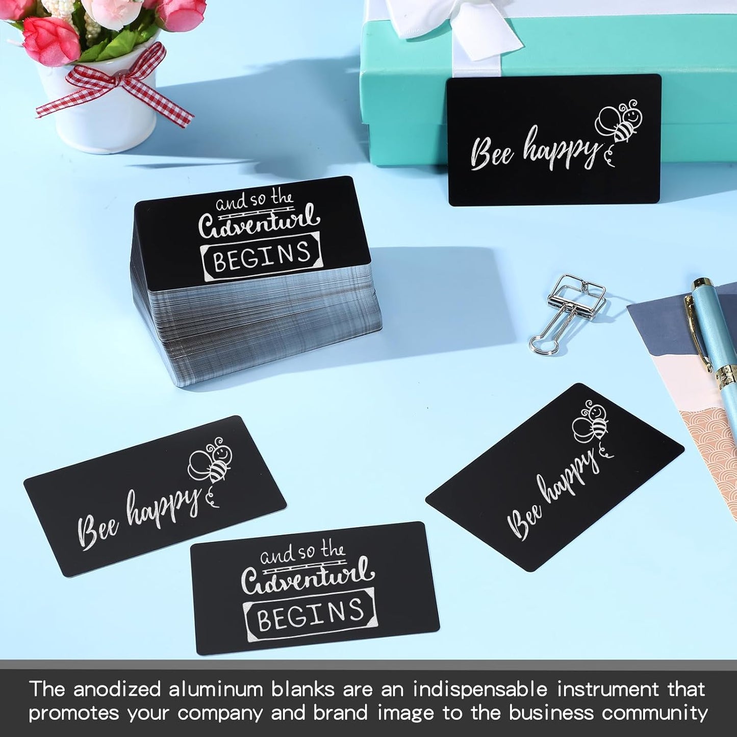 Zonon 200 Pack Engraving Aluminum Plates for CNC Engraver Laser Crafting Multipurpose Metal Metal Business Cards Sheets Engraving DIY Gift Cards 86 x 54 x 0.21 mm(Black Matte)