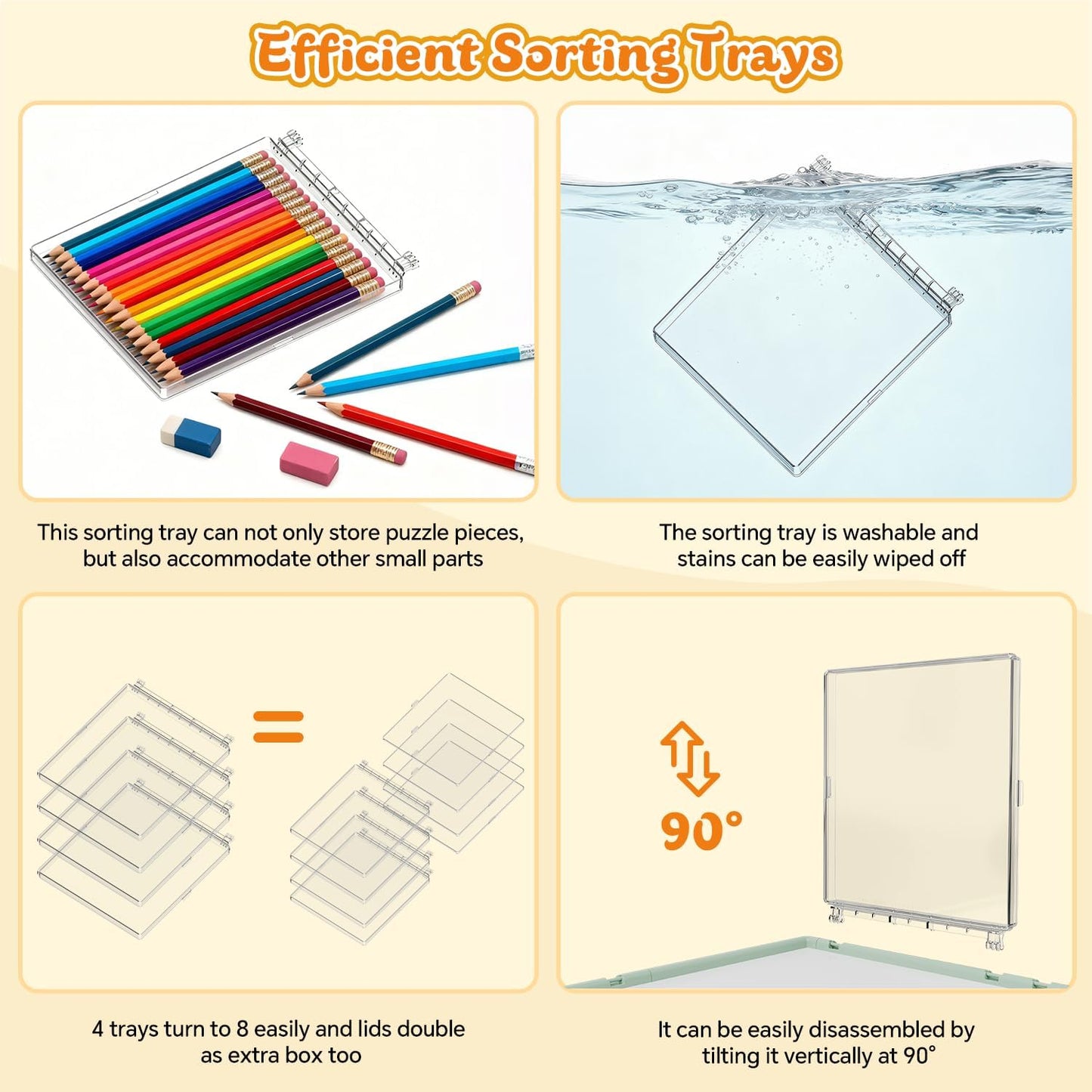 1500 Pieces Rotating Plastic Puzzle Board 3-in-1 Double-Sided/Tilting/Rotating, Portable Table 36.26"x27.6" Spinning Jigsaw Puzzle Table with Cover Lazy Susan Gift for Seniors Adults and Kids