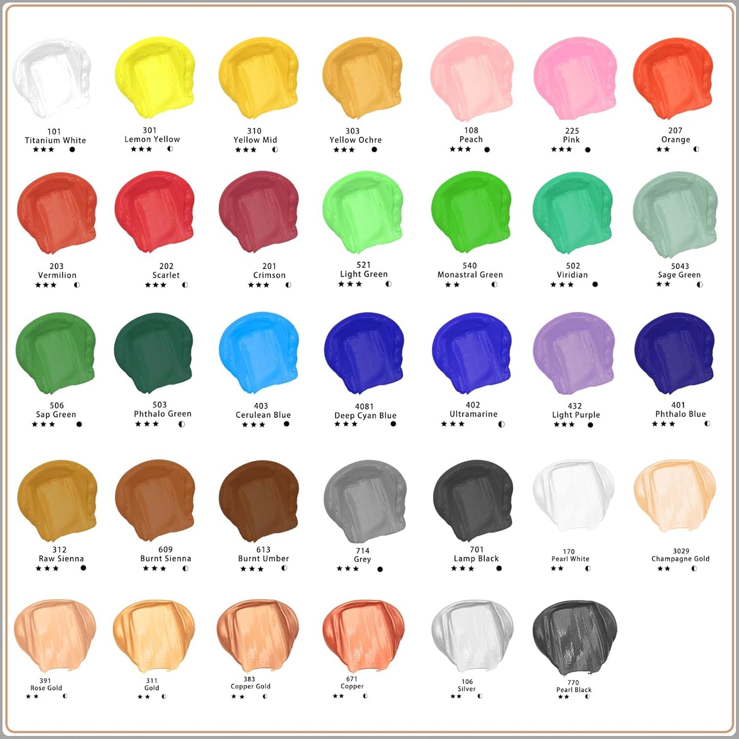 Artecho Black Acrylic Paint, Lamp Black Paint (120ml / 4.05oz) Tubes, Art Craft Paints for Canvas, Rock, Stone, Wood, Fabric, Art Supplies