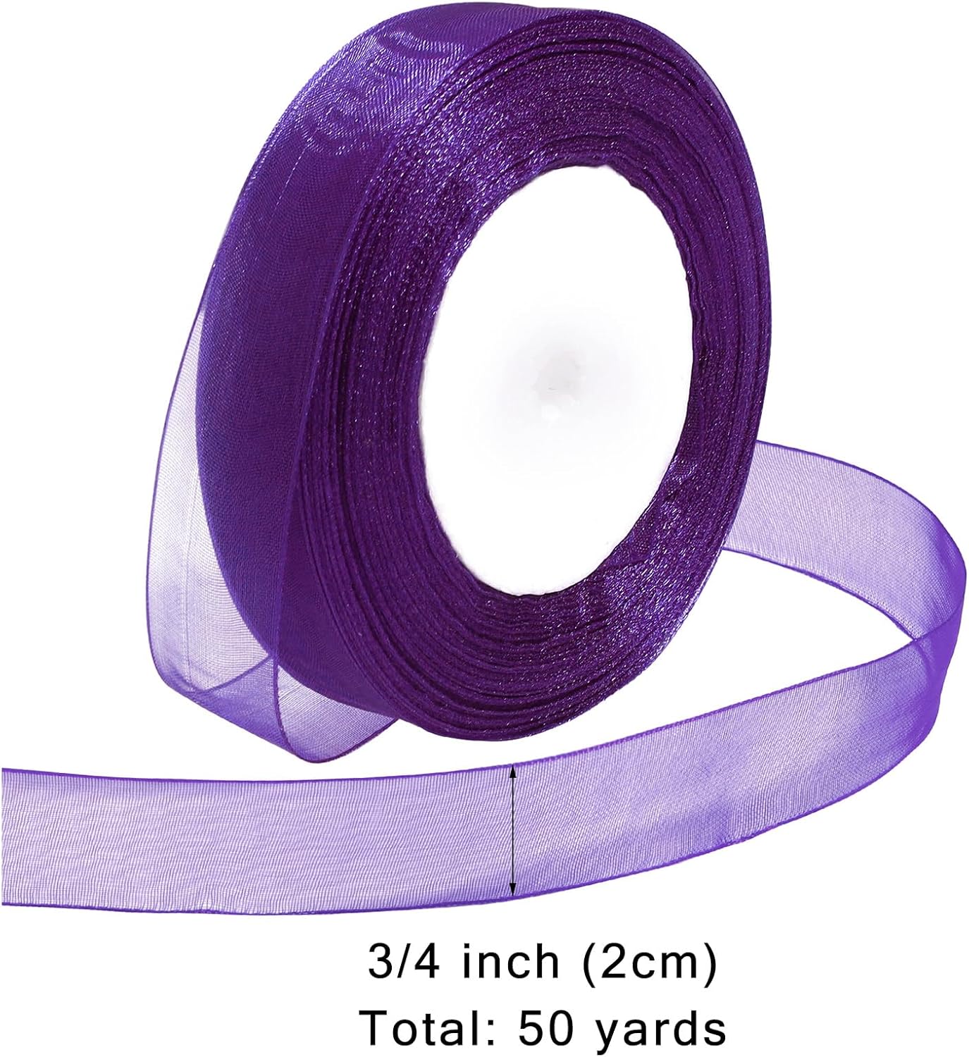 Ribbon for Gift Wrapping 3/4 inch Purple Sheer Organza Ribbon for Flower Bouquet Tulle Thin Chiffon Ribbons for Wedding Invitations Christmas Halloween Presents Decorations Crafts 50 Yards