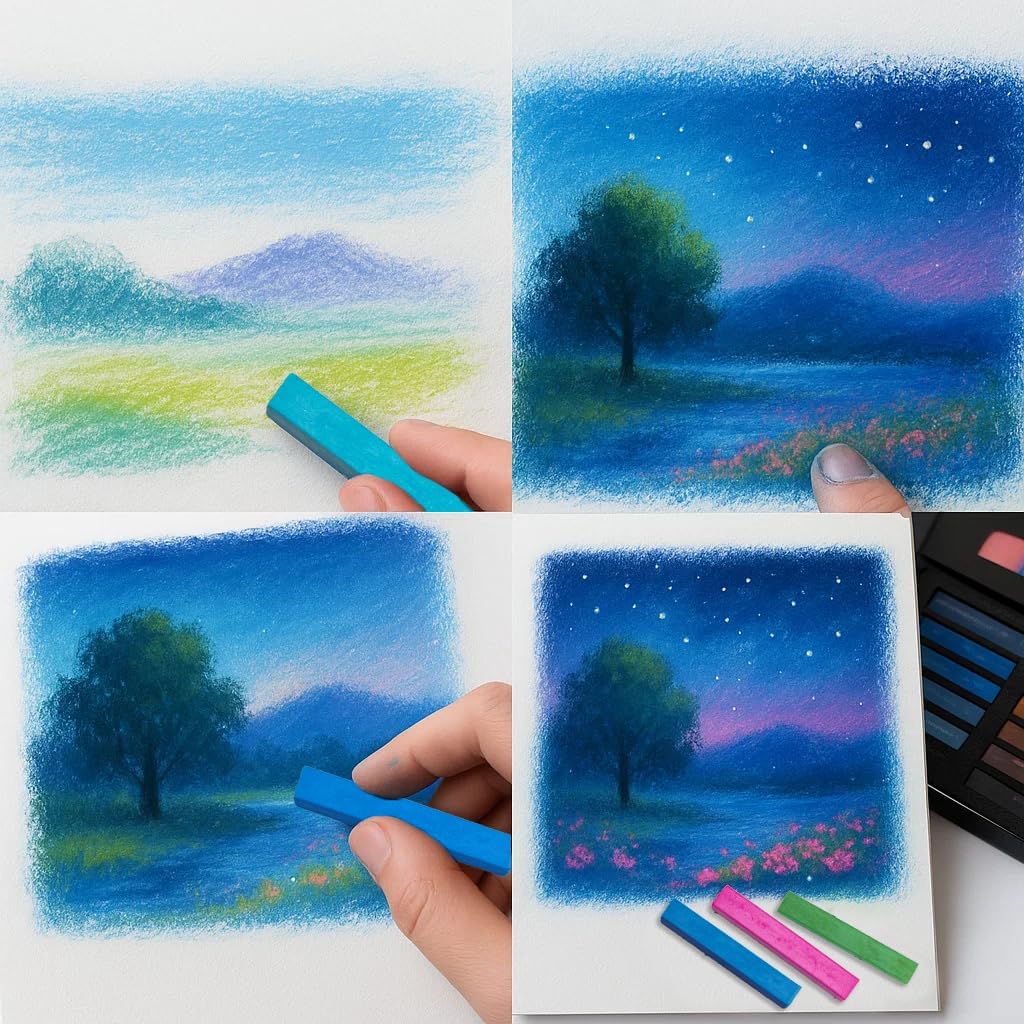 Soft Pastels Set, Square Chalk Pastel Sticks, Assorted Colors for Artists, Students & Beginners, Drawing, Coloring, Sketching, Shading, Blending & Layering (36 Colors)