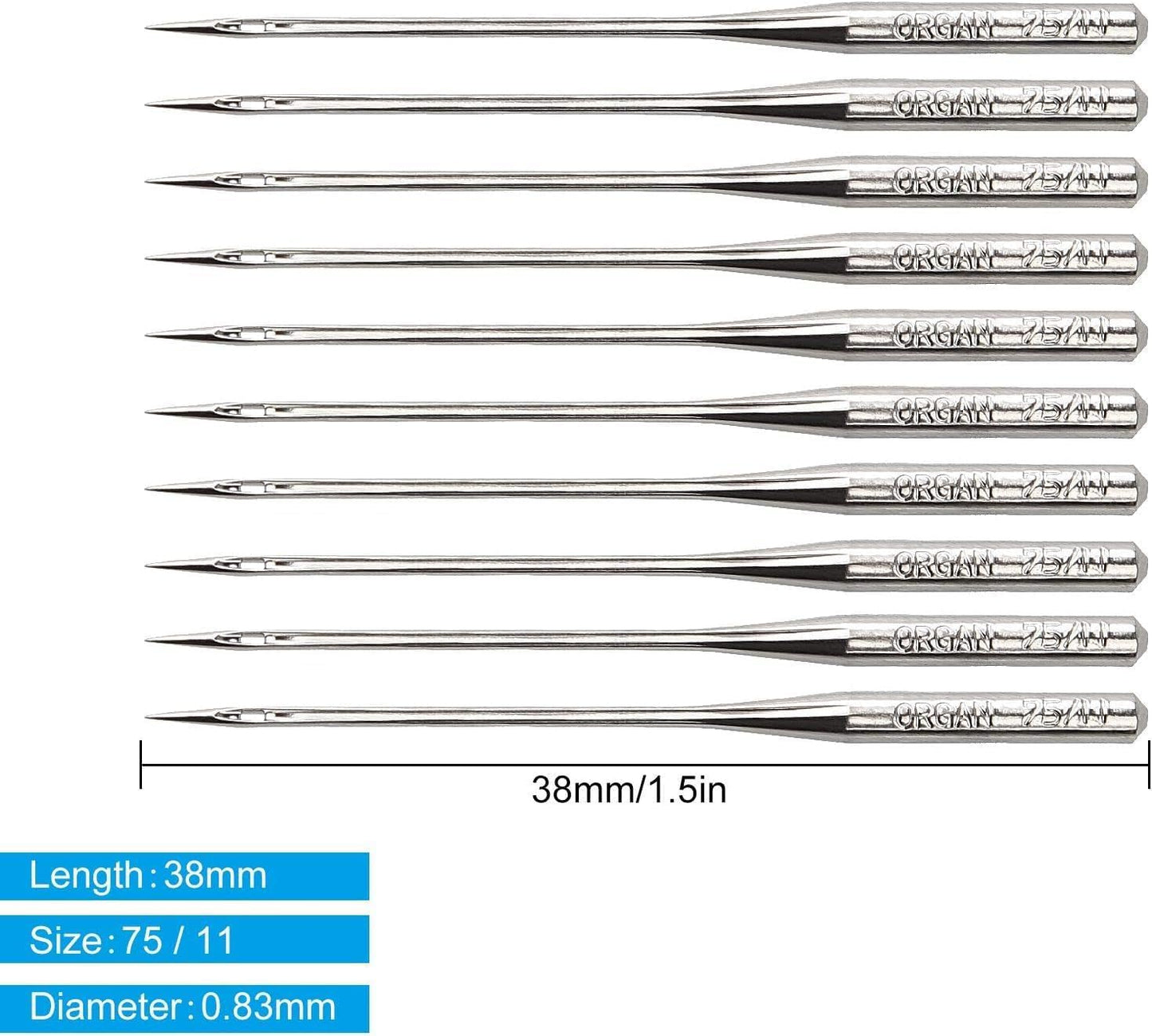 50 PCS Embroidery Sewing Machine Needles for Brother Size 75/11 130/705H HAx1 Sewing Needles for Brother Sewing Machine (5 Pack of 10 Needles)