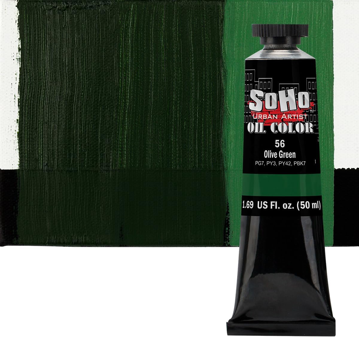 Soho Urban Artist Oil Paint - Olive Green, 50 ml Tube - Best Valued Oil Colors for Painting, Excellent Pigment Load