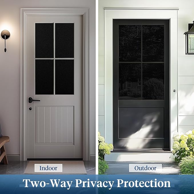 Haton Blackout Window Film, Frosted Privacy Cover for Glass, Sun Light Blocking Black Out Window Tint, Static Cling Room Darkening Heat Control Shades for Home Day and Night, Black 35.4" x 78.7"