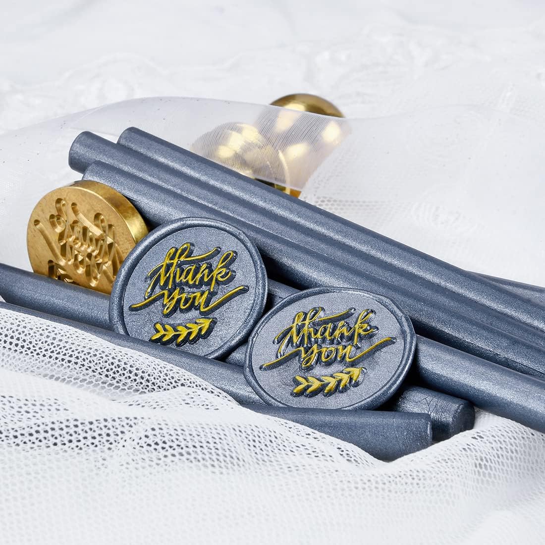 16 PCS Hot Glue Wax Sticks in Steel Blue Color for Mini Glue Gun, Make Wax Seals for Wedding Invitations Thanks Card Envelopes Gift Wrapping