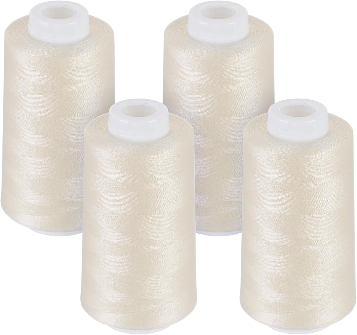4 Pack Light Beige Thread of 3000 Yards Each, All Purpose Polyester Thread for Sewing, Overlock, Quilting, Piecing
