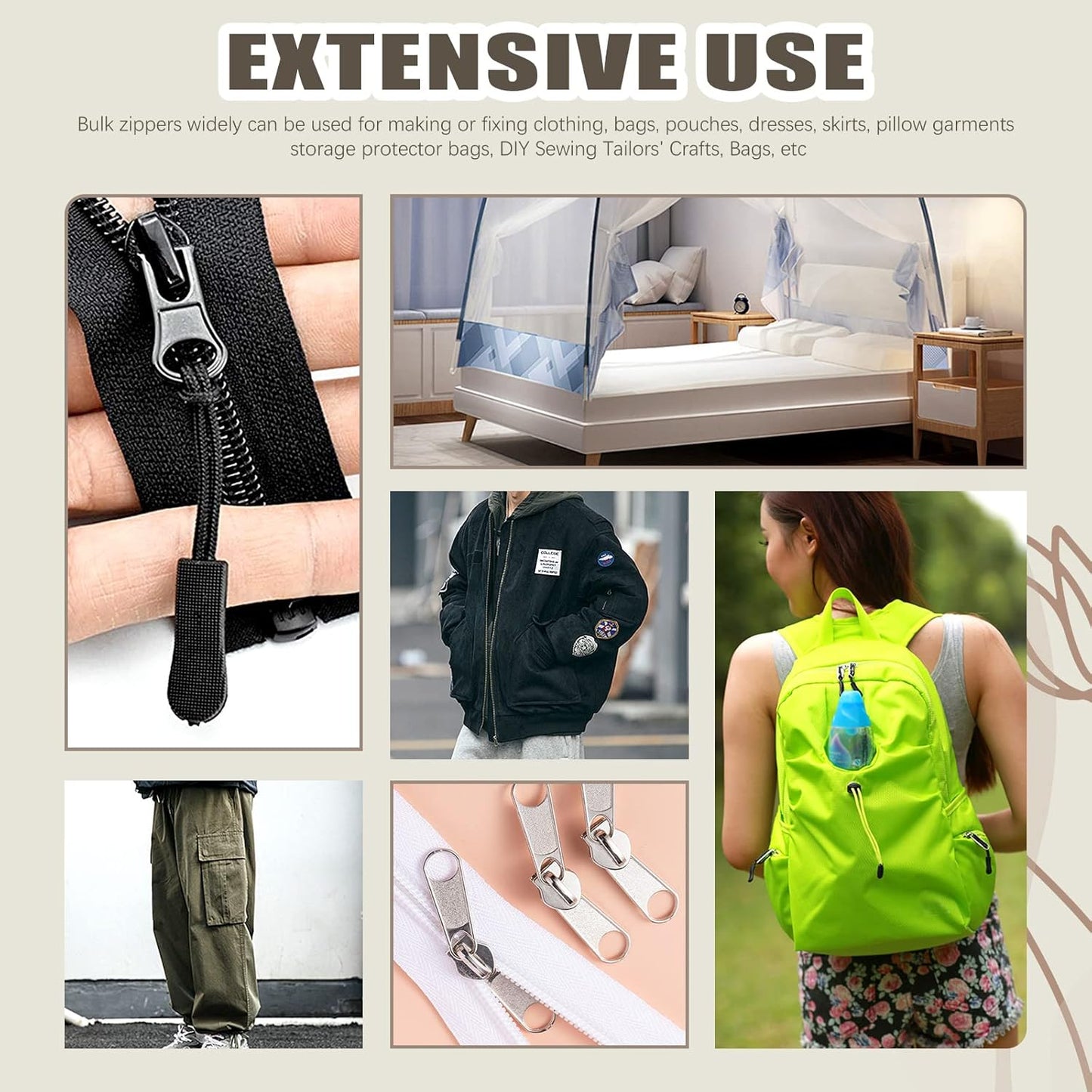 250Pcs Zipper Replacement Zipper Repair Fix Kit Zipper Slider Set for Fixing Luggage Bags, Coats, Jean, Jackets, Tents