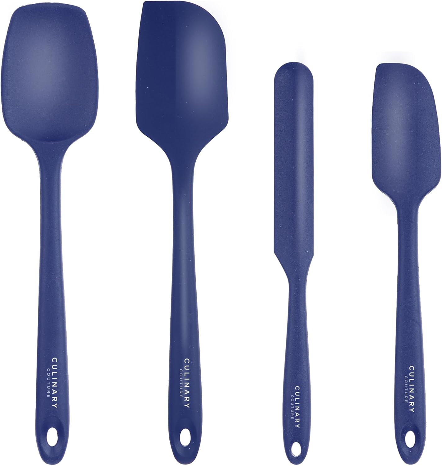 Culinary Couture 4-Piece Blue Baking Spatula Set - Rubber Spatulas Silicone Heat Resistant, BPA-Free - Spatula Set for Nonstick Cookware - Silicone Baking Utensils