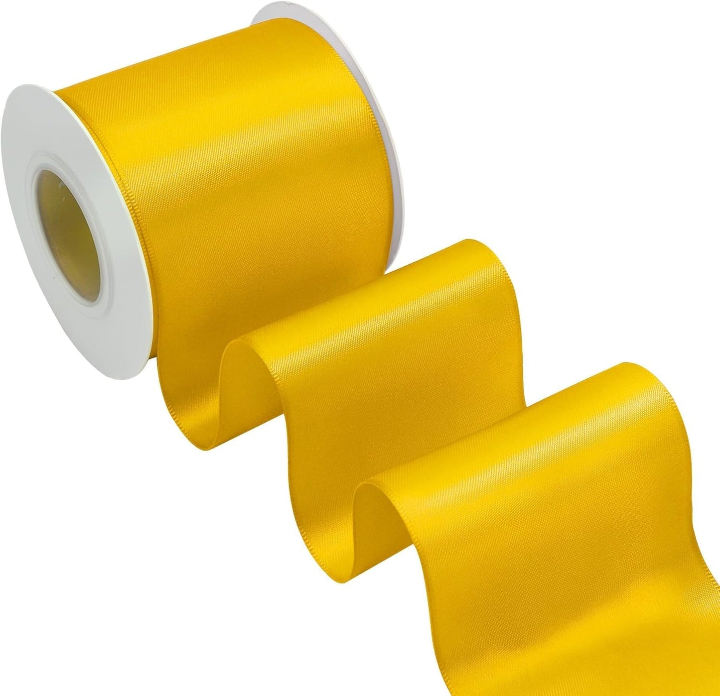 Yellow Satin Ribbon 3 Inch X 15 Yards Solid Color Double Faced Ribbons Perfect for Crafts Wedding Decor Bow Making Arts Sewing and More