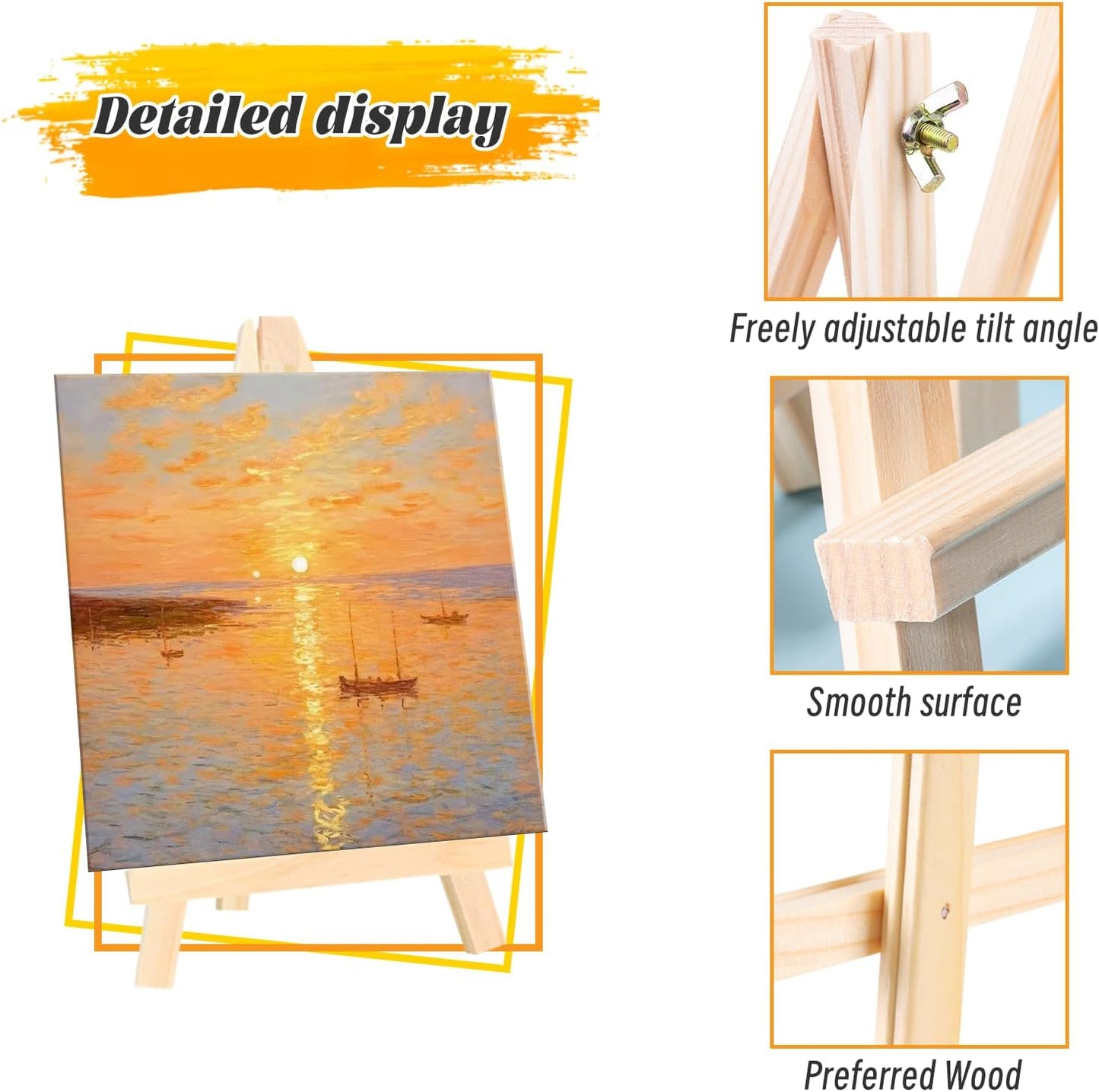24 Pack 9 Inch Wooden Display Stand, Wooden Tripod Holder Stand, Painting Stand, Used for Displaying Business Cards and Photos, Student Desktop Easel for Painting