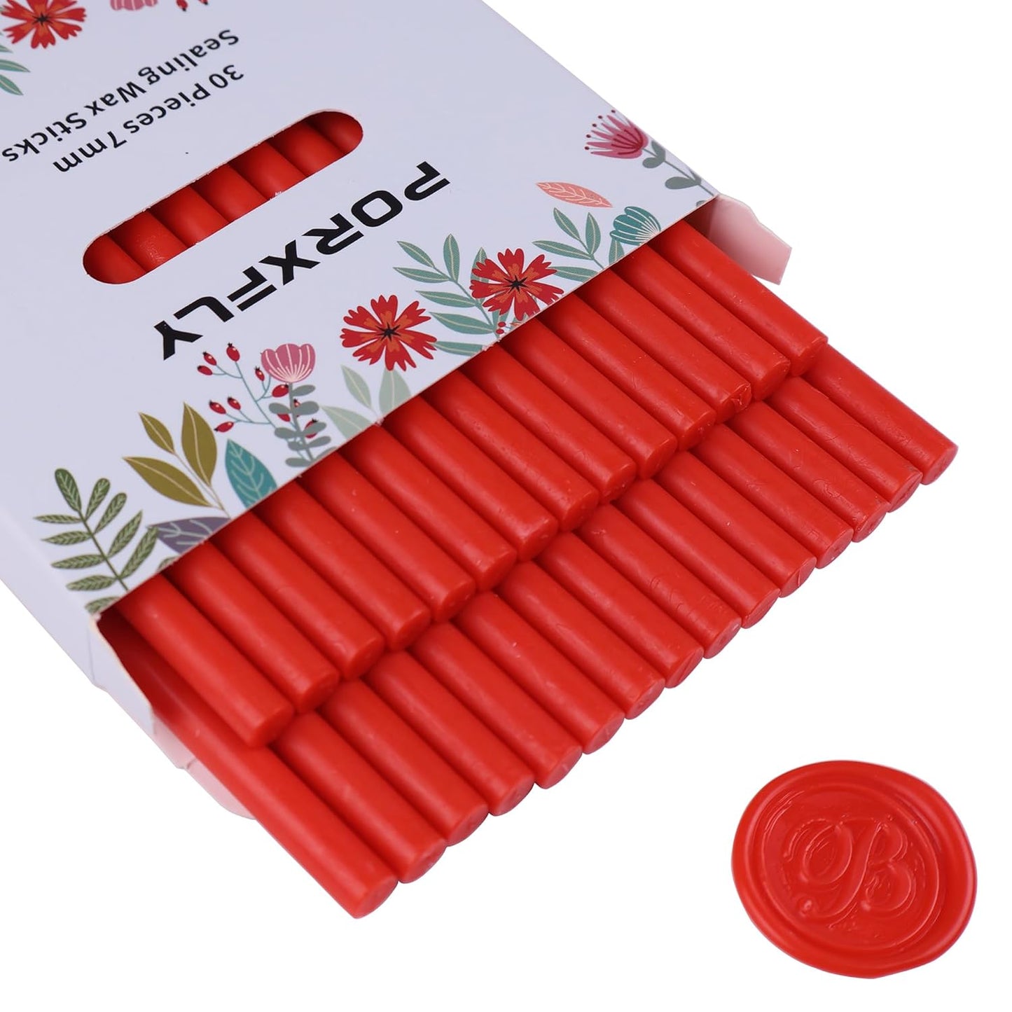 30 Pieces 7mm Sealing Wax Sticks for Glue Gun,PORXFLY Mini Wax Seal Sticks Great for Seals Stamp,Cards Envelopes,Wedding Invitations,Gift Wrapping,Wine Packages (Red)