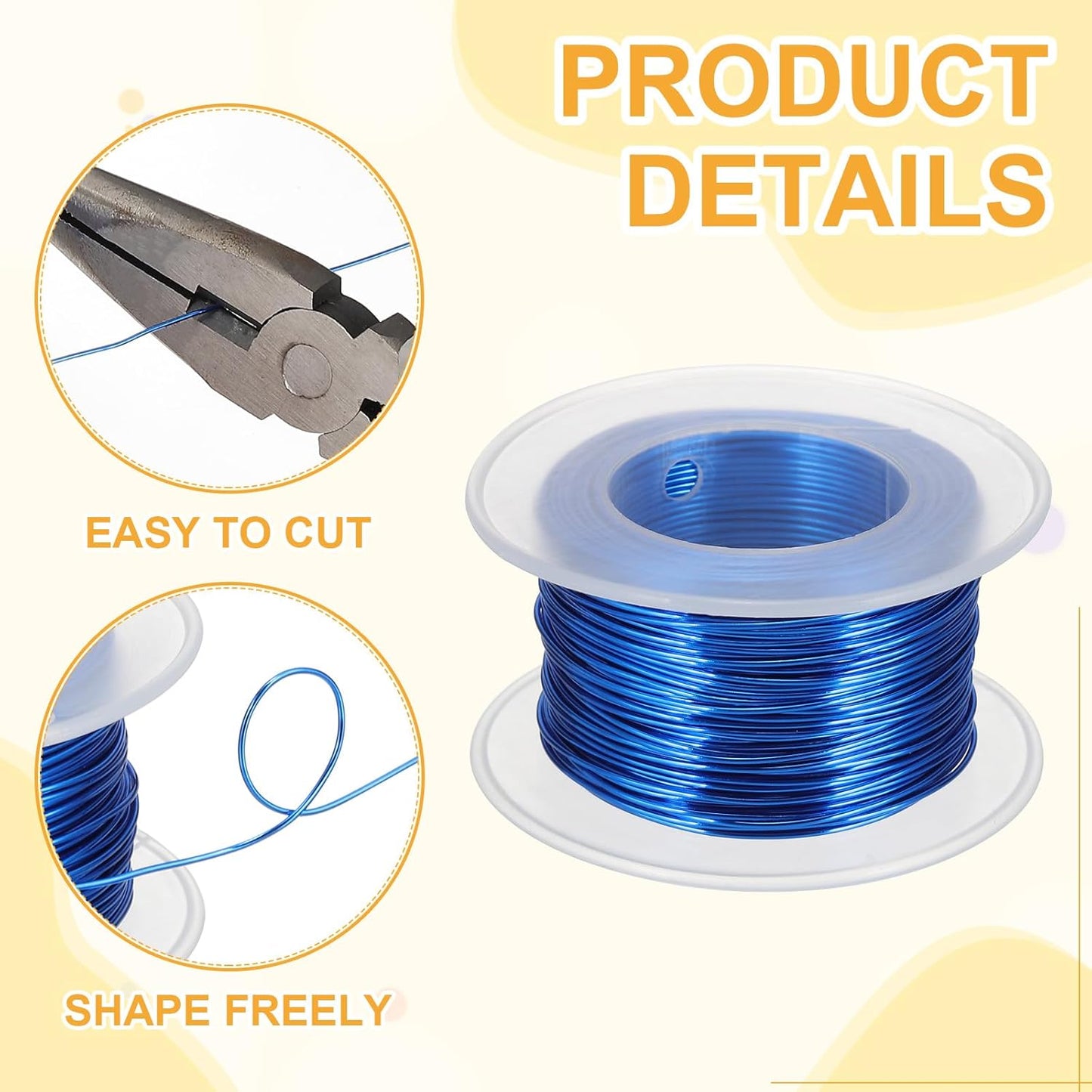 uxcell 20 Gauge / 0.8mm Anodized Aluminum Wire for Jewelry Craft Making, 102 Feet Bendable Flexible Wire for DIY Home Decor Gardening Sculpture, Dark Blue