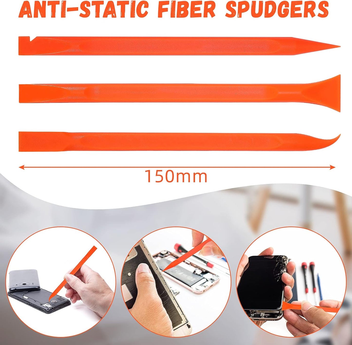 Minatee 18 Pieces Non-scratch Plastic Scraper Tool Multi-purpose Carbon Fiber Pen-shaped Plastic Scraper for Cleaning Small and Narrow Space(Orange)