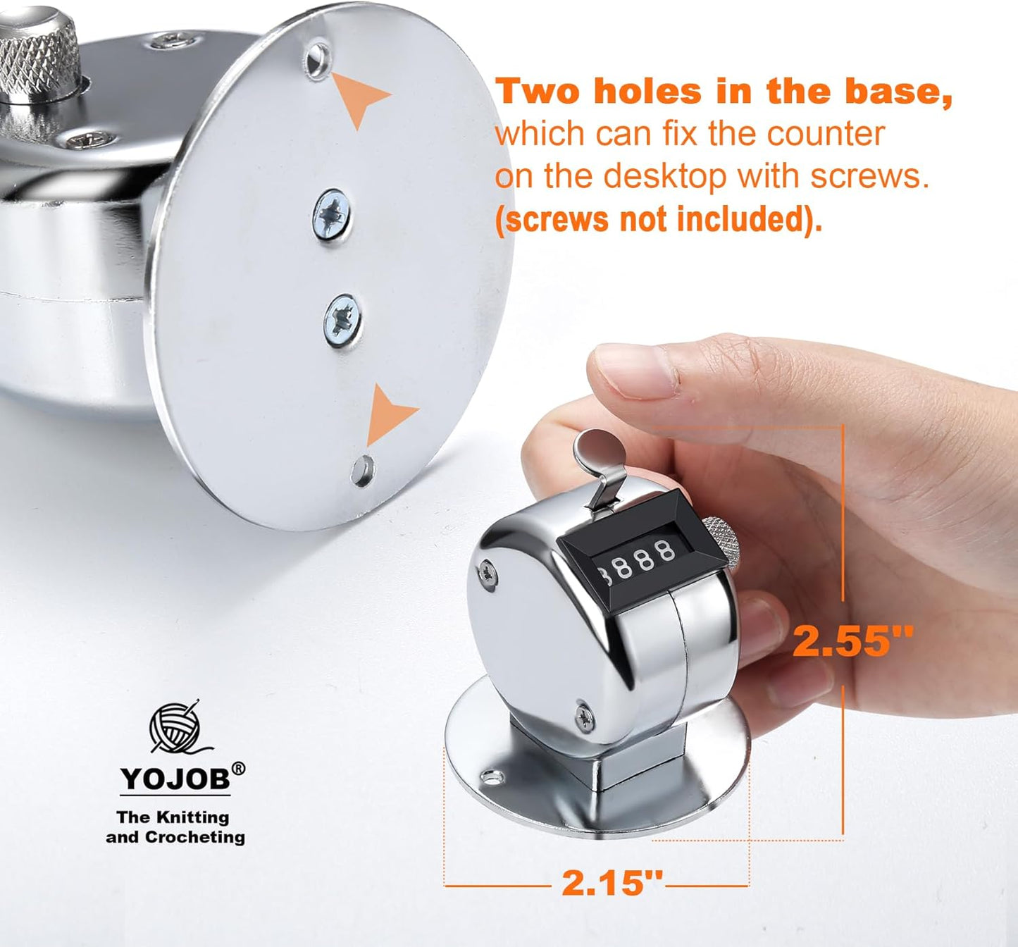 YOJOB Stitch Counters for Knitting and Crocheting, Metal Knitting Row Counter, Hand Tally Clicker Counter (1 Pack)