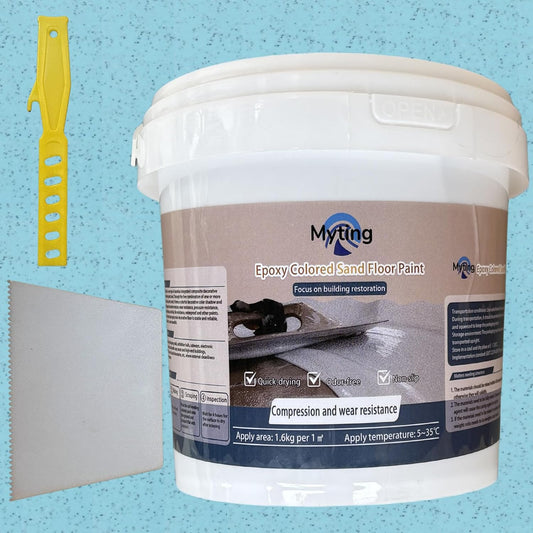 Epoxy Colored Sand Floor Paint, Epoxy Floor Paint High Gloss Marble Effect Coating for Indoor and Outdoor, Wear-resistant and non-slip Self-leveling Coating Blue 35OZ(1KG)