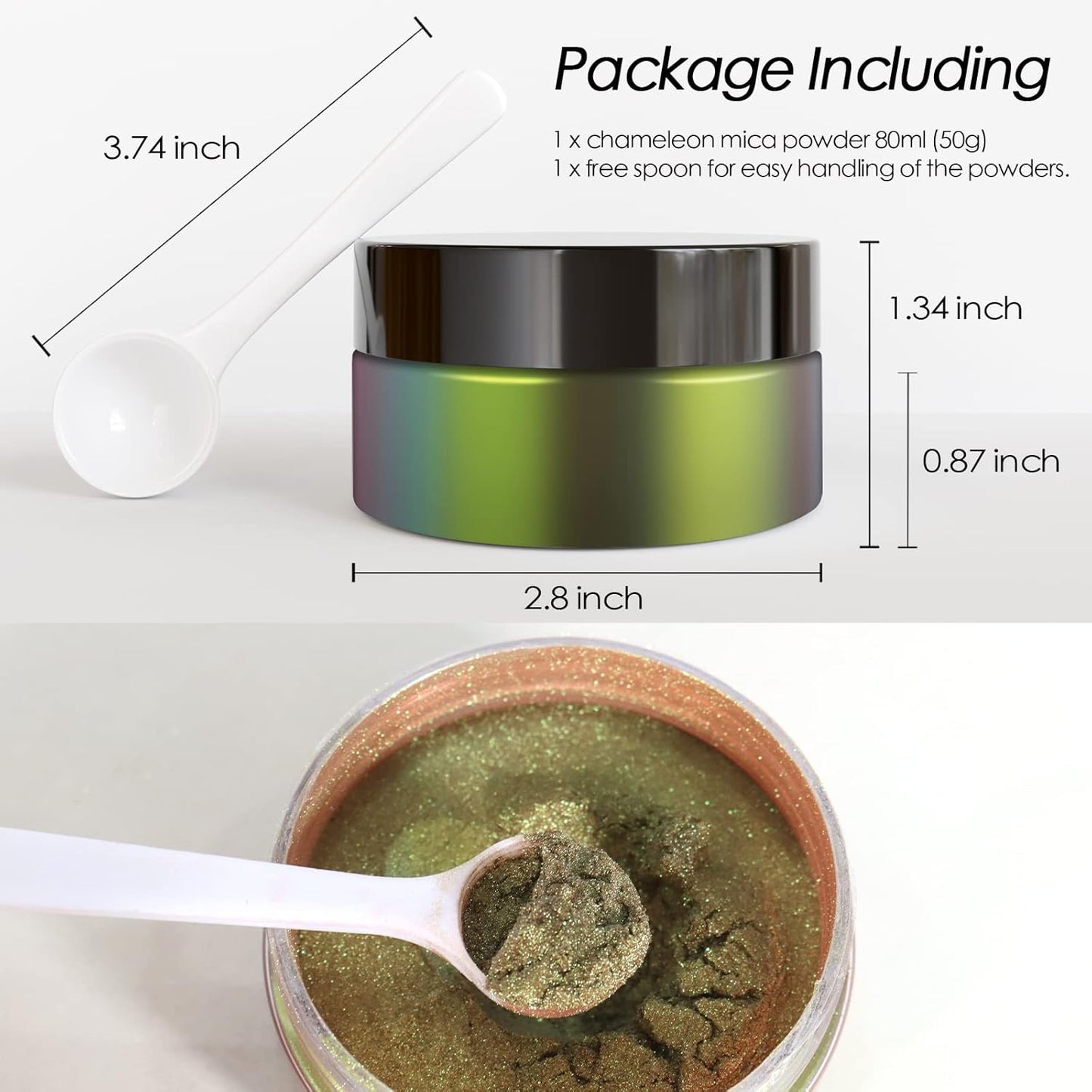 Ceya Chameleon Mica Powder, 1.8oz/ 50g Aurora Forest Chrome Nail Powder, Cosmetic Grade Pearlescent Effect Color Shift Pigment for Epoxy Resin, Makeup, Nail Polish, Soap Dye, Candle Making,Craft,Slime