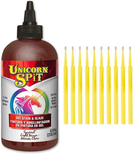 Unicorn SPiT Gel Stain and Glaze in One - Squirrel 8 oz. Bottle Detail Sticks
