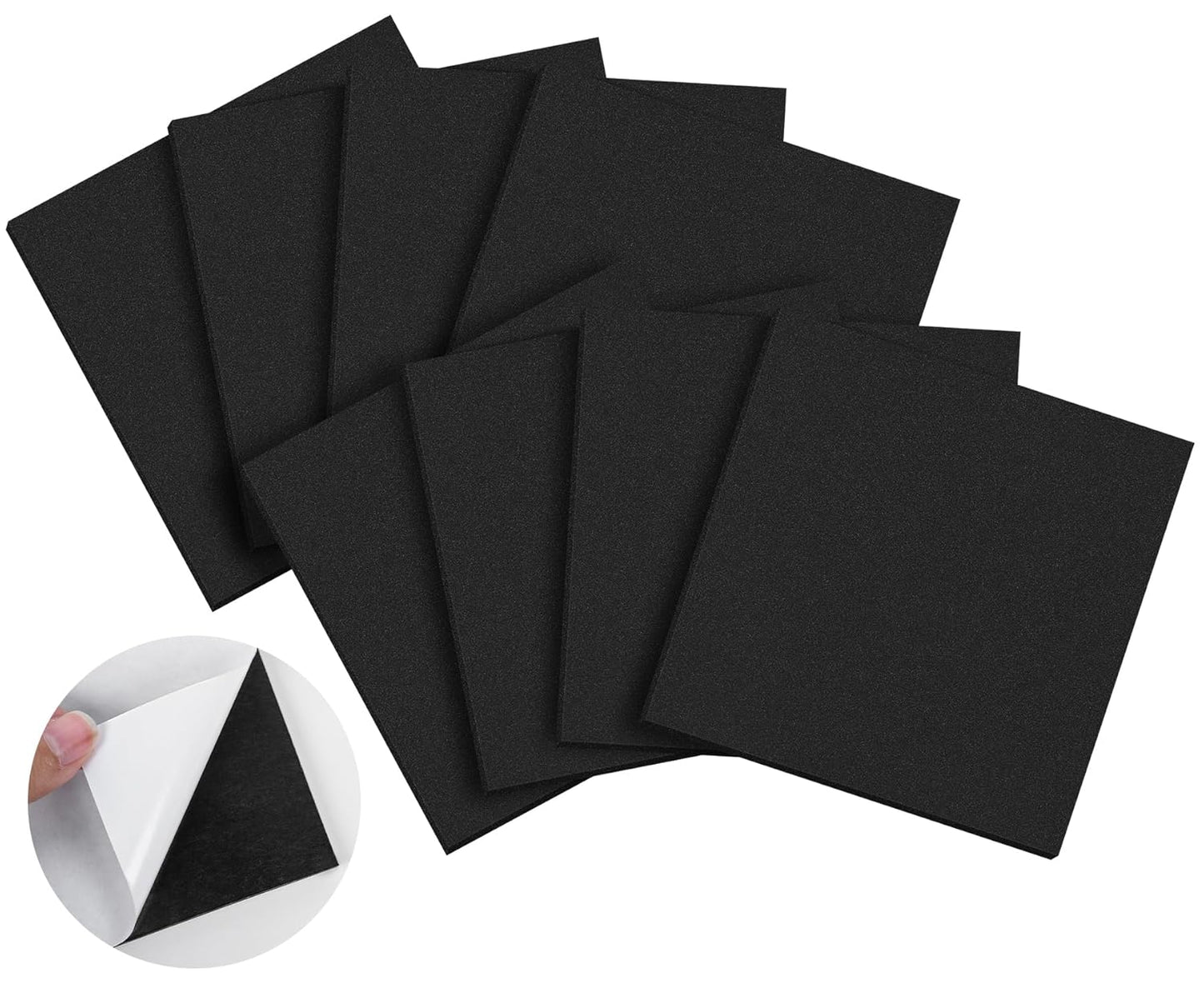 ToLanbbt 8 PCS Adhesive Foam Padding Sheets Closed Cell Neoprene Foam Sheet 1/8" Thick, 4" x 4" Self Stick Insulation Anti Vibration Pads Anti-Slip for Furniture, Cars, Speakers, DIY
