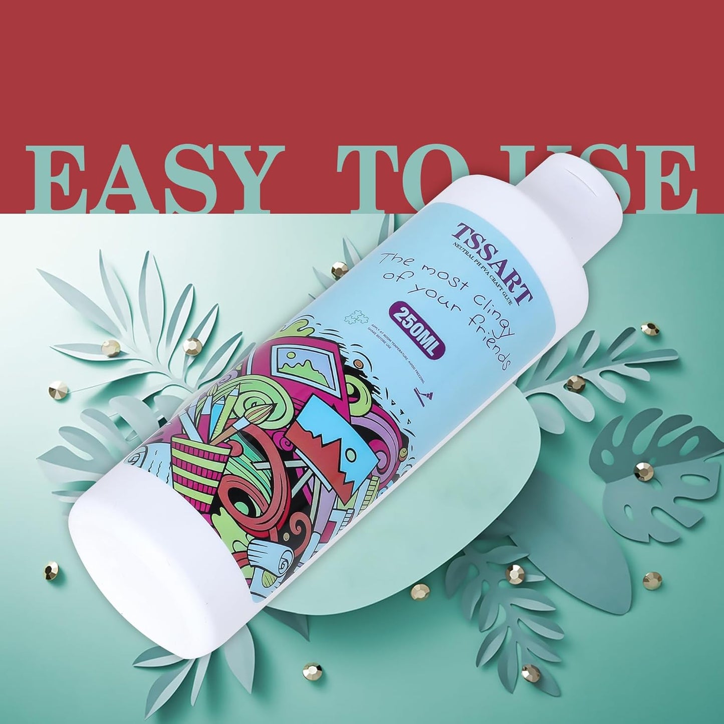 Neutral pH Craft Glue - 4.4floz Acid-Free PVA Formula Water Soluble Glue, Dries Clear and Flexible - Ideal for Arts, Paper, Photography, Scrapbooking and Book Binding - Flip Cap