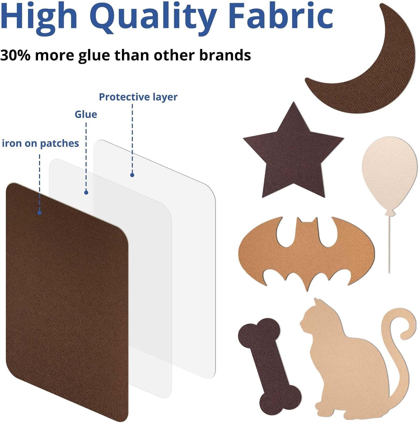 HTVRONT Iron on Patches for Clothing Repair, Fabric Patches for Clothes, Repair Decorating Kit, Iron on Patches (Browns)