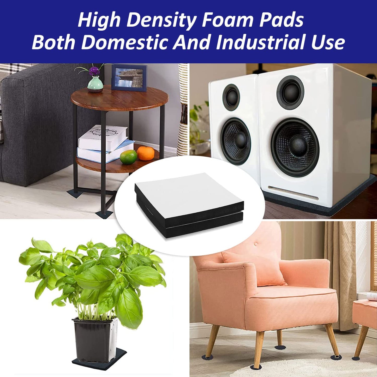 Foam Padding Sheets with Adhesive Backing - 3/4" Thick Self Stick Neoprene Insulation Foam,4PCS 3/4 Inch Thick X 4 Inch Long X 4 Inch Wide