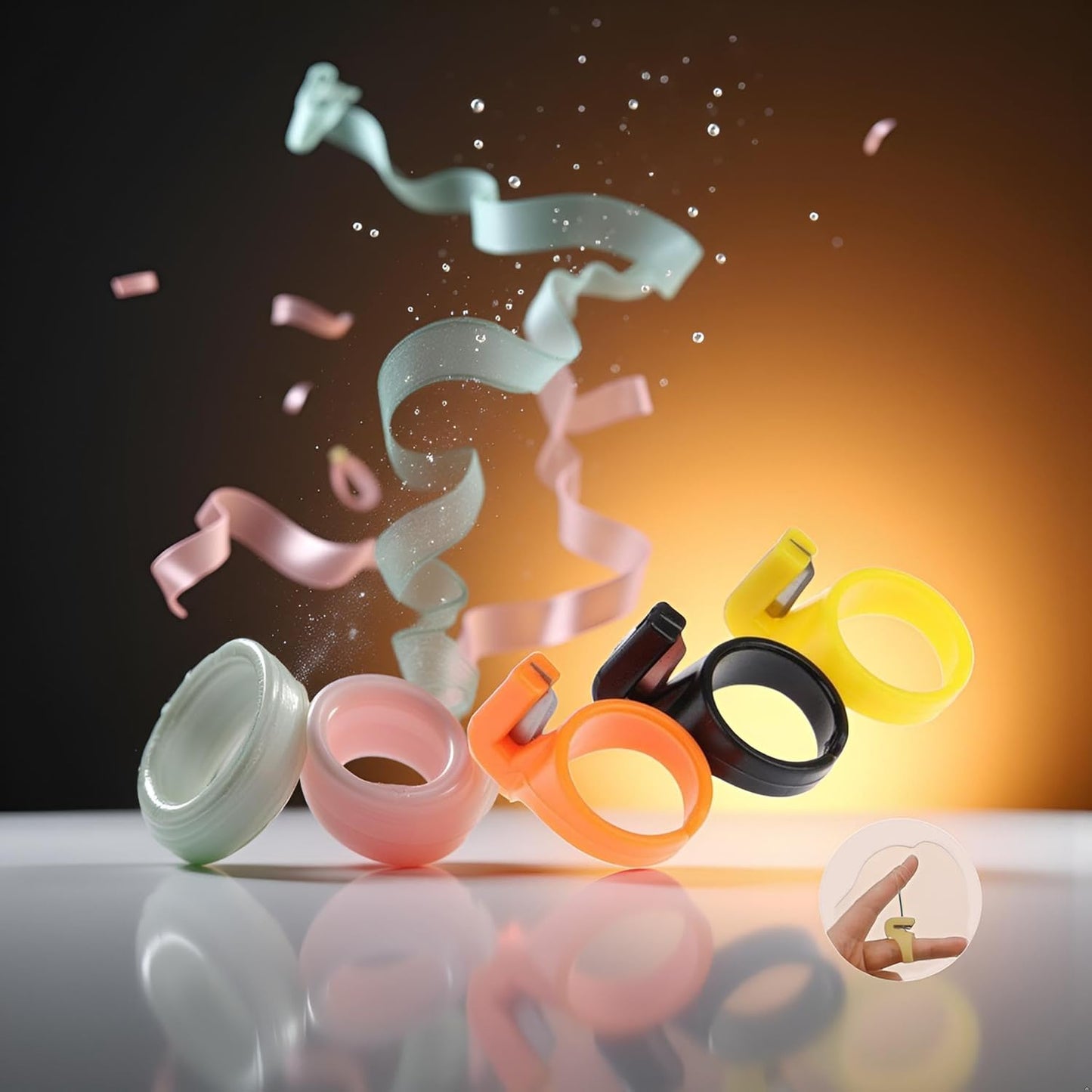 3Pcs Plastic Thimble Set, Sewing Ring, Thread Cutter, Finger Blade, Needle Craft Yarn Cutting Tool, DIY Household Sewing Machine Accessories, Sewing Thimbles