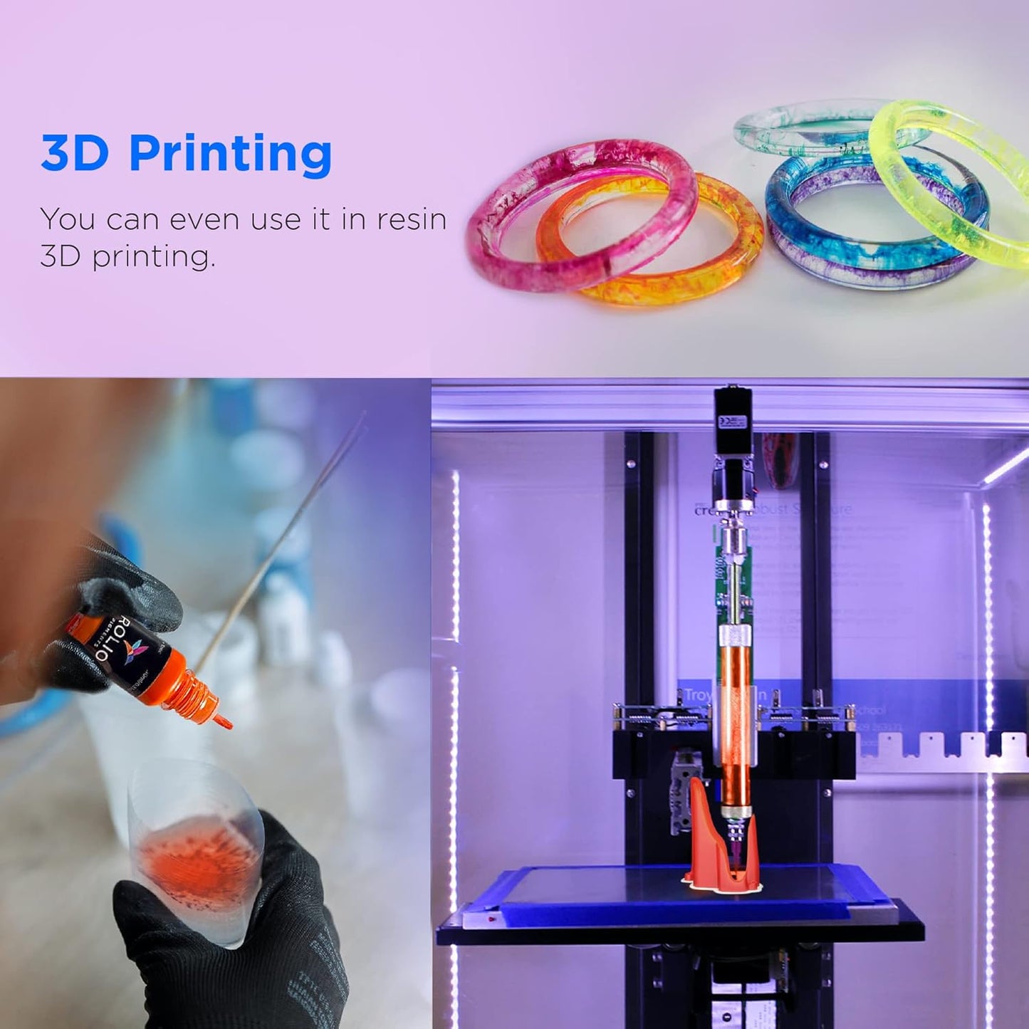 Rolio Pigments Resin Liquid Pigment Transparent Colors - 24 Vibrant Colors for Epoxy Resin, 3D Printer, Jewelry Making, Paint, Art Works, DIY Crafts - 0.33 oz/10 ml Each