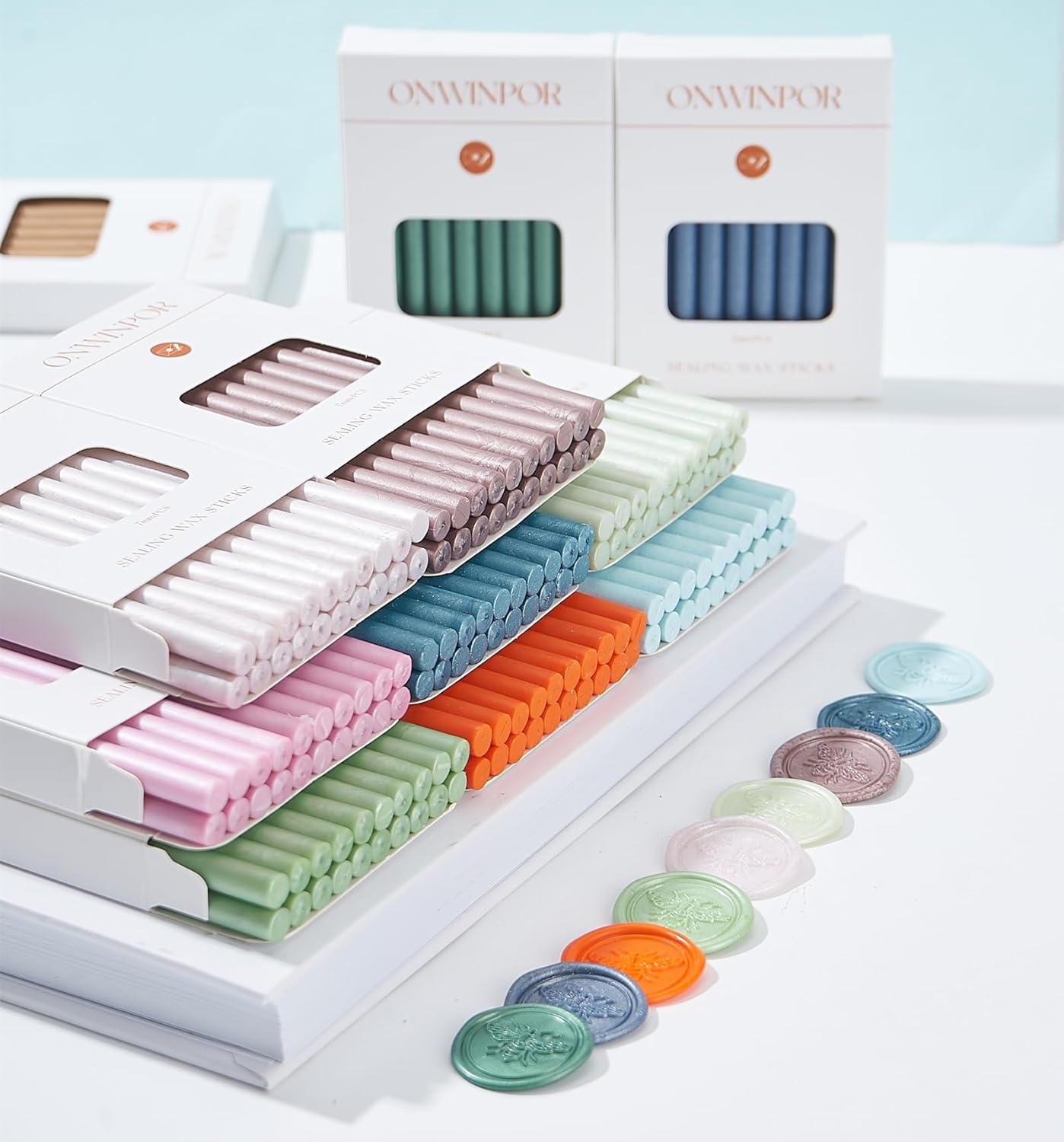 Fruit Green Wax Seal Sticks, ONWINPOR 20pcs Glue Gun Waxing Sealing Sticks for Waxseal Stamp, Mini Sealing Waxs Sticks Suit for 0.28''Glue Gun (Fruit Green)