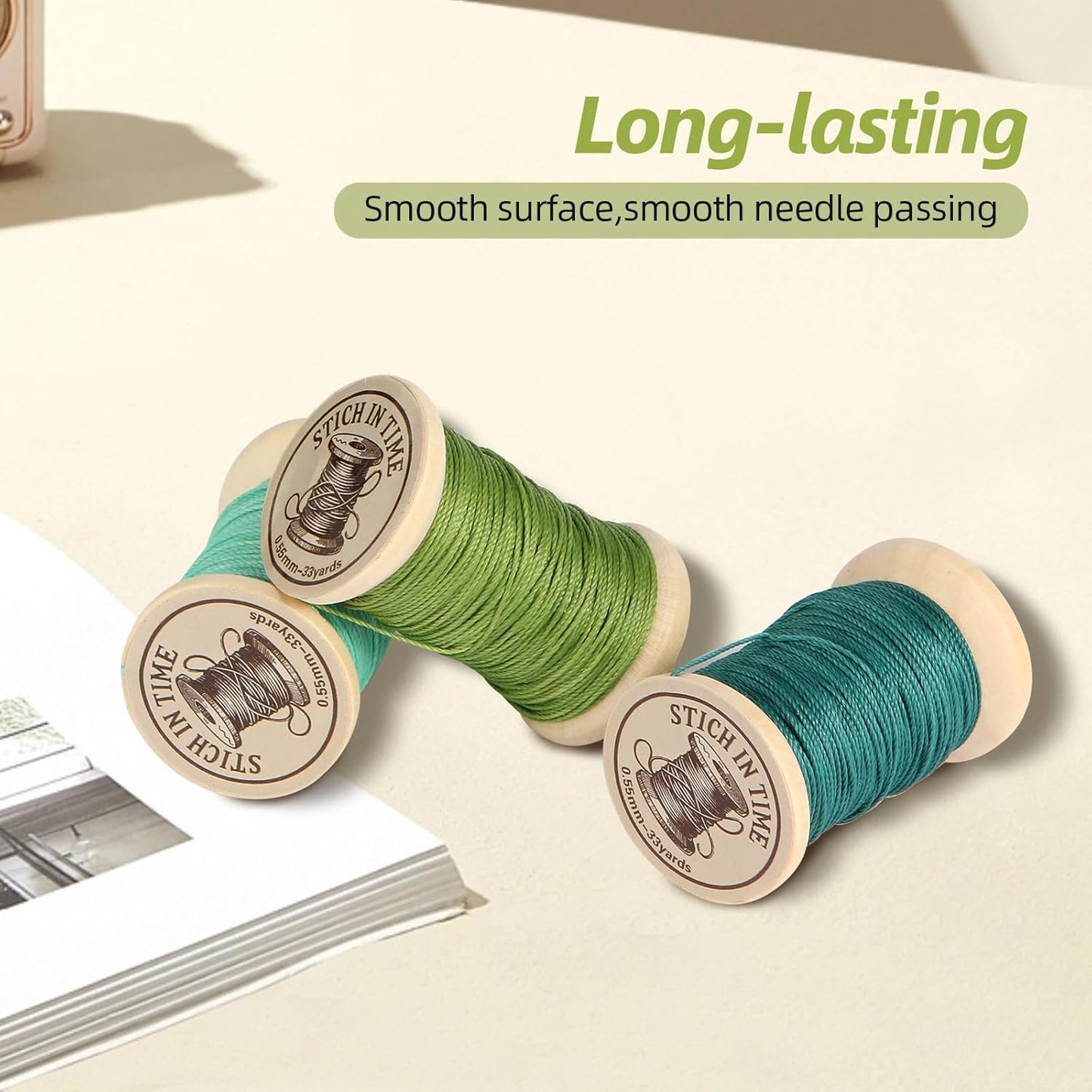 Natural Waxed Thread, 0.55mm/0.8mm, Wax Thread for Handcrafted Wrapping, Sewing, Bookbinding, Leather Threads, Beginners Craft DIY, Hemp Cord (Teal/Aqua/Forest, 0.8mm/16 Yards)