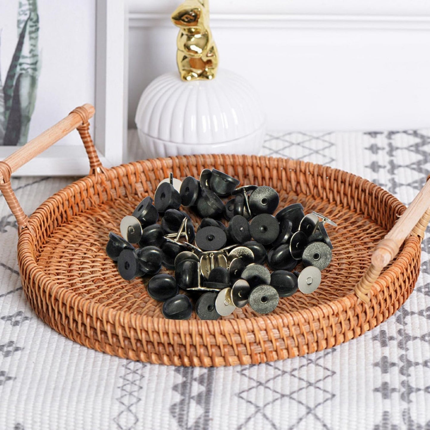 80 Pairs Rubber Pin Backs, 9mm×10mm Butterfly Clutch Backings, Craft Making Blank Pins Holder & Tie Tacks Keepers for Lapel Enamel Pins (80)