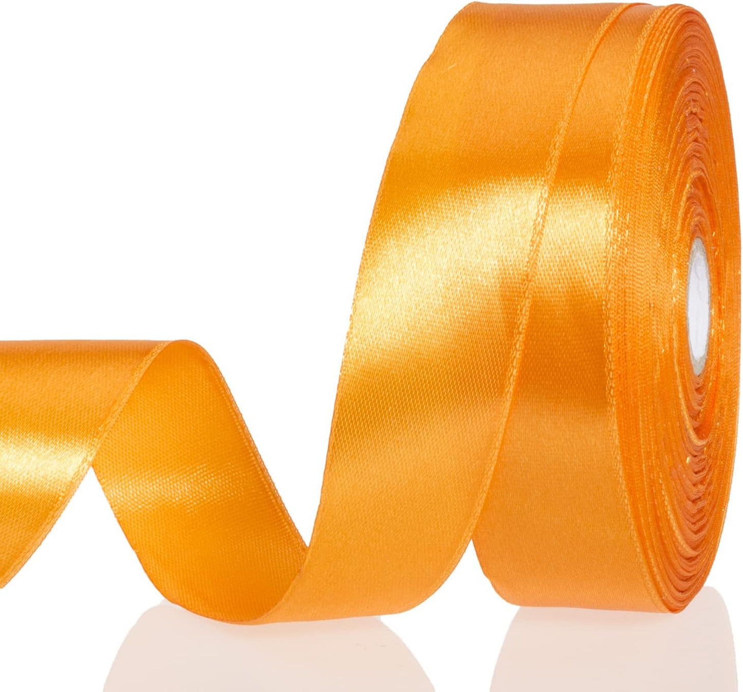 1 Inch Orange Solid Satin Ribbon, 50 Yards Craft Fabric Ribbon for Gift Wrapping Floral Bouquets Wedding Party Decoration