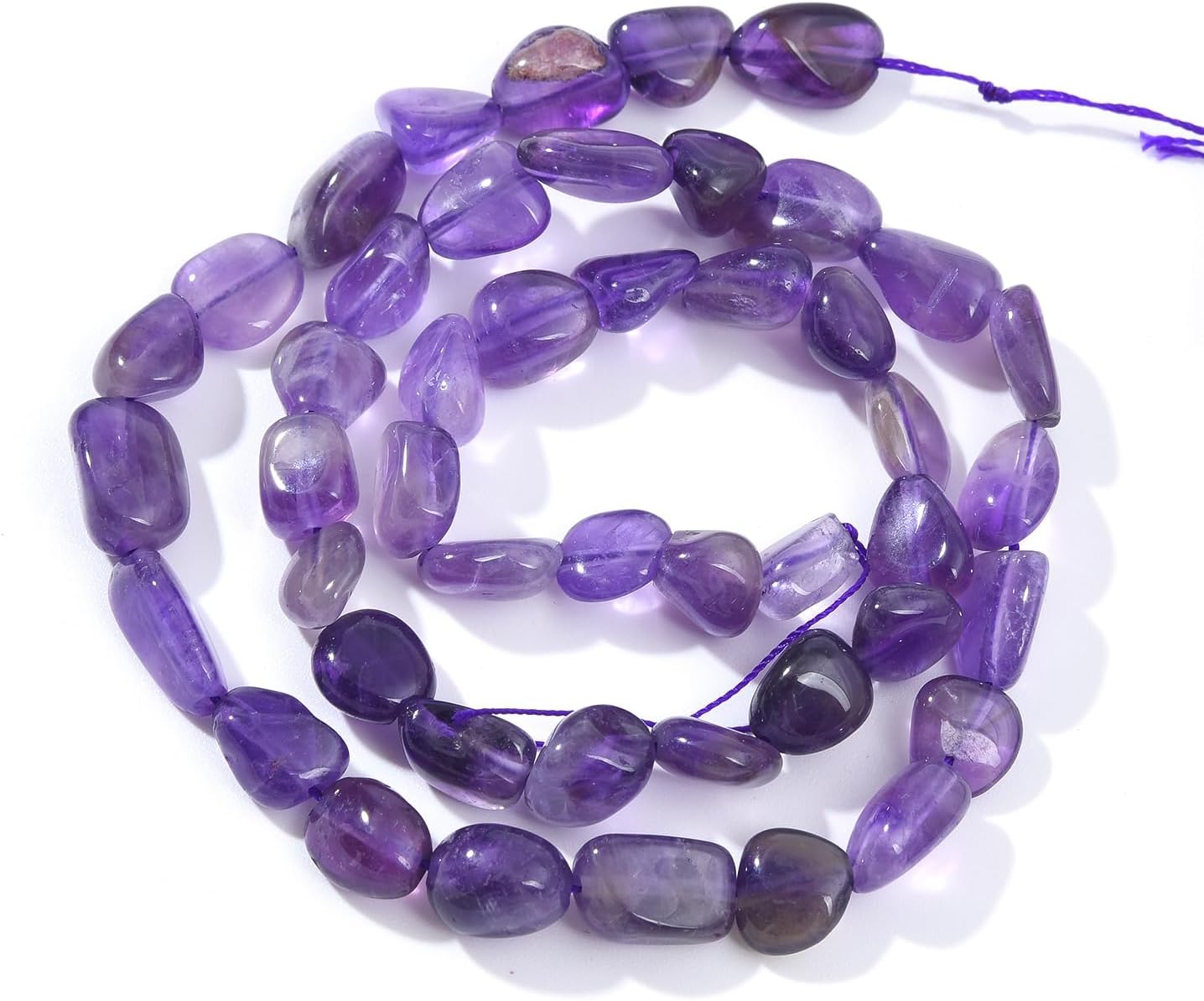 Purple Amethyst Pebble Nugget Oval Free Tumbled Stone 6-8mm Natural Gemstone Loose Beads Approx 15.5 inch for DIY Jewelry Making