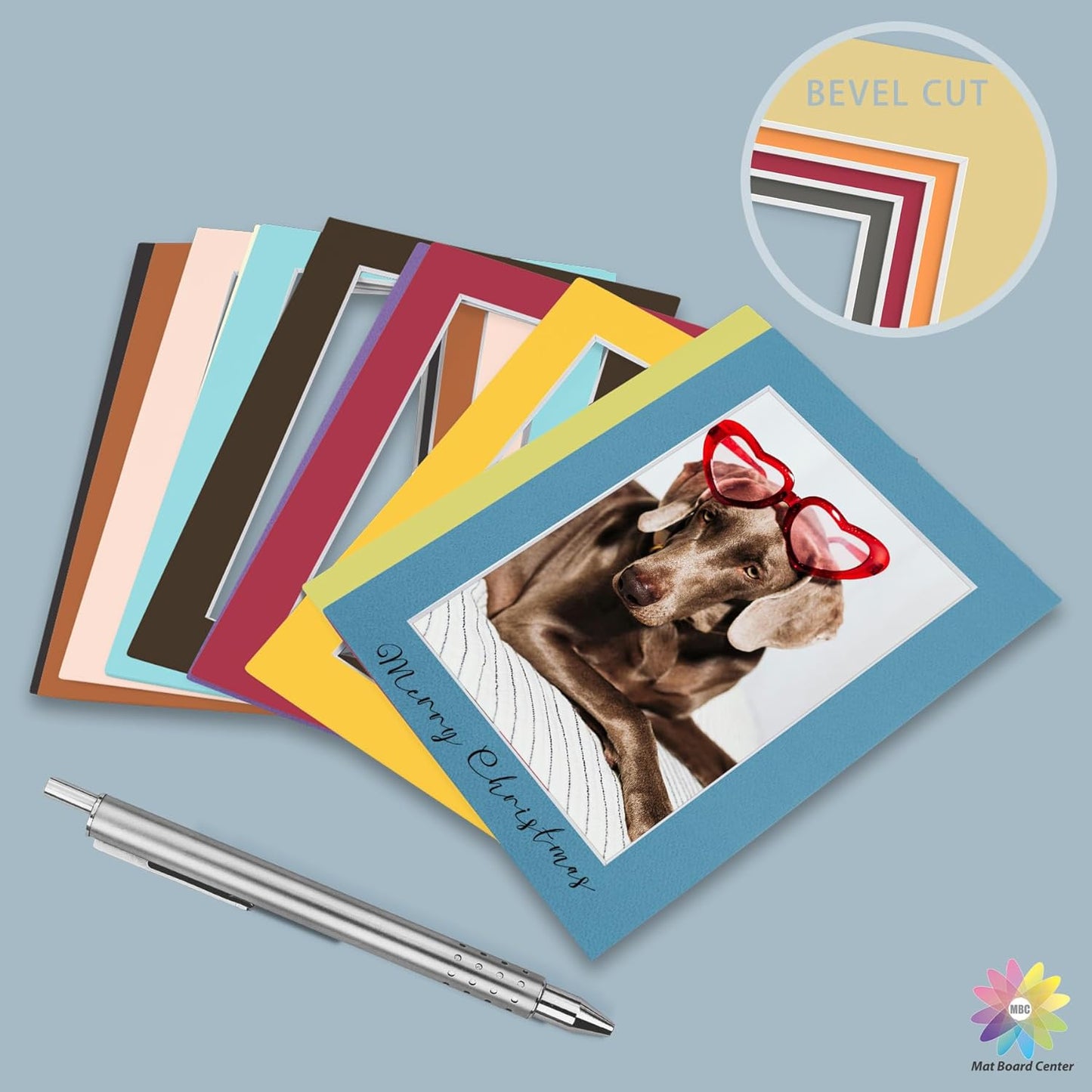 Mat Board Center, Pack of 25, 5x7 for 4x6 Mixed Color Mats - Acid Free, 4-ply Thickness, White Core - for Pictures, Photos, Framing