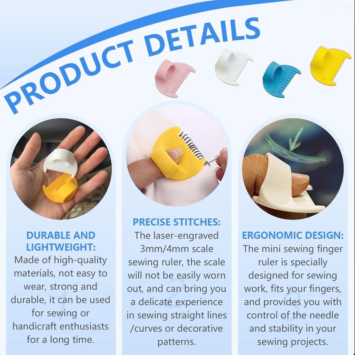 2mm-6mm Seam Guide for Hand Sewing Edge Lockranding Tool 5 PCS Set for Leather/Fabric/Craft Sew, Purple